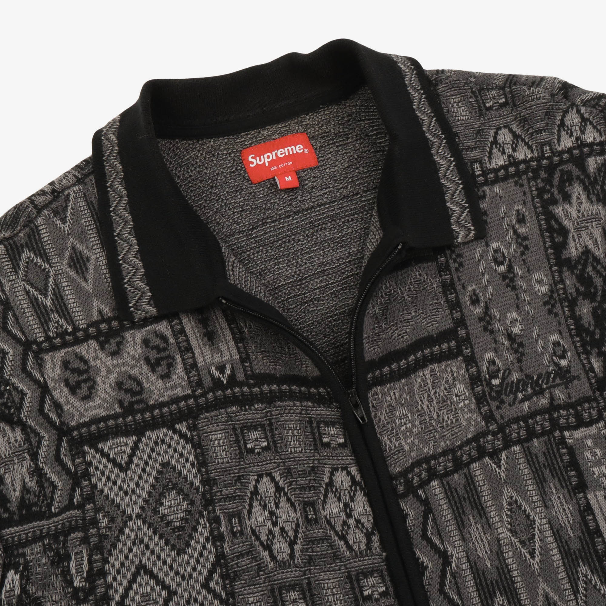 Patchwork Knit Zip Polo