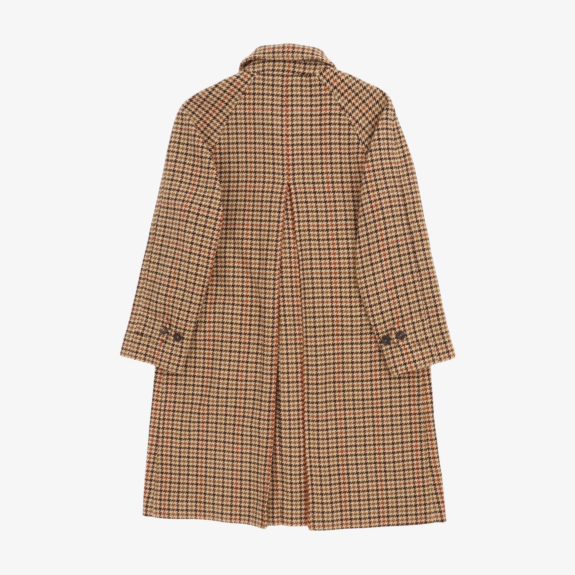 Houndstooth Check Wool Raglan Coat