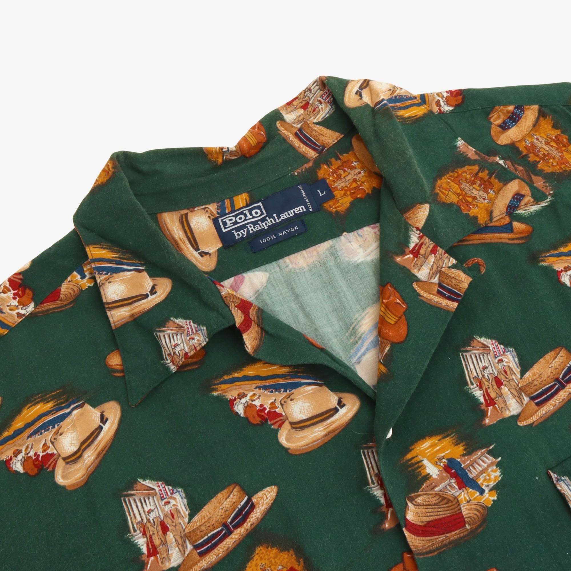 Vintage Hat Print Safari Shirt