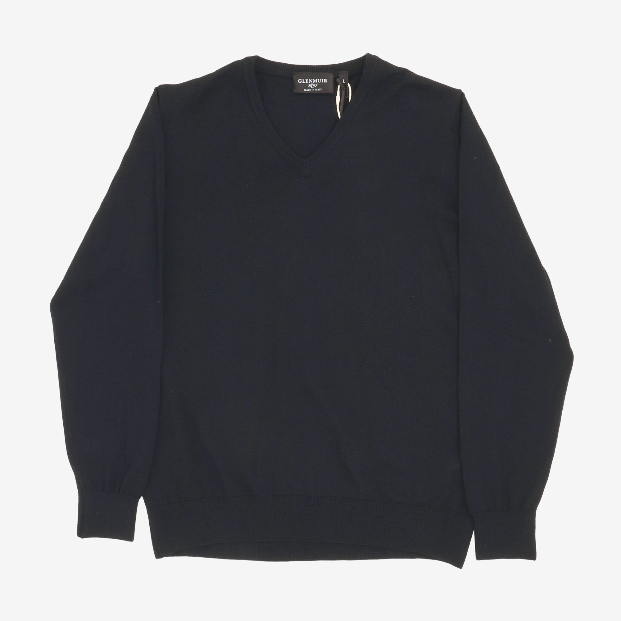 Merino Wool Fine Knit V Neck Sweater