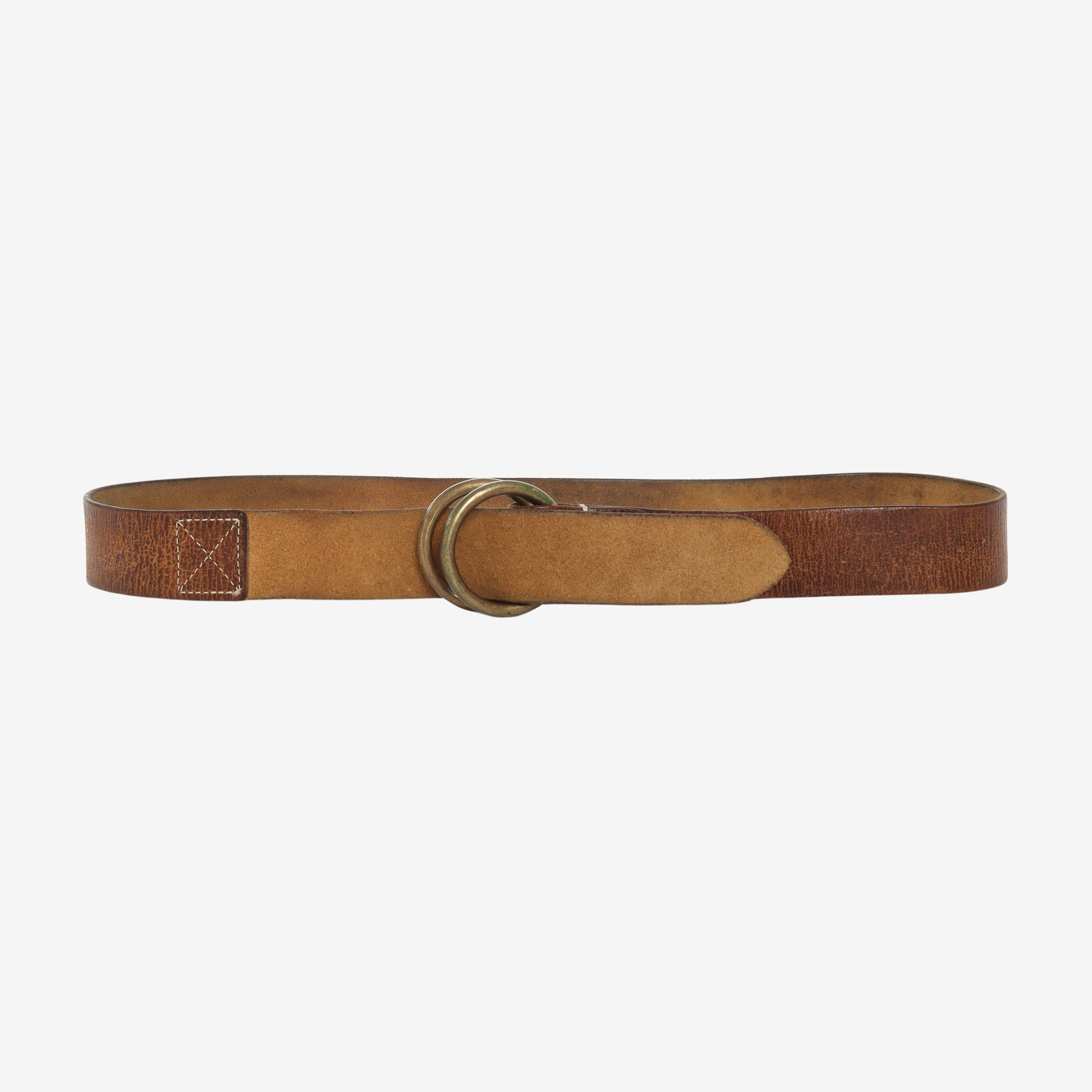Distressed Leather Double O Ring Belt