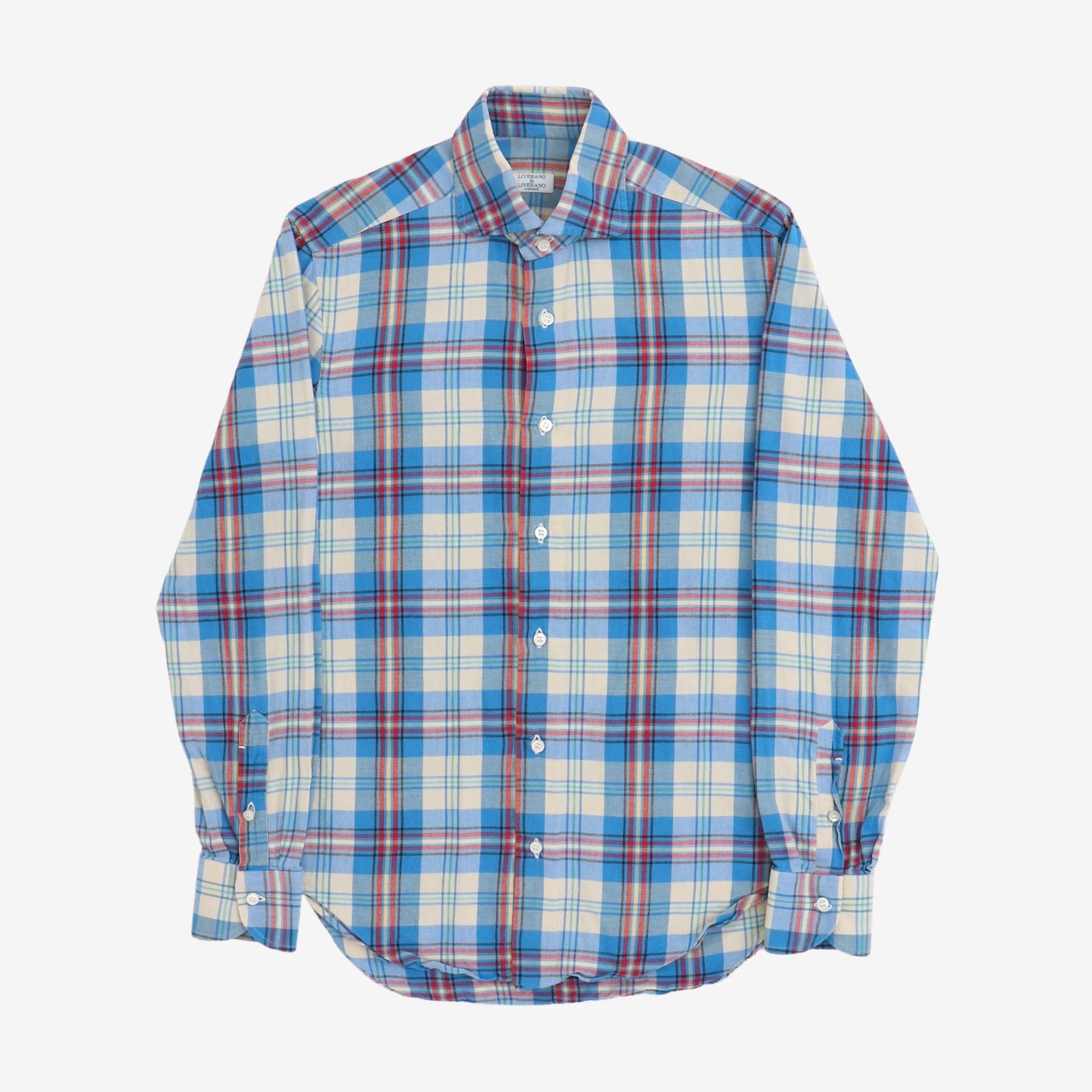 Spread Collar Plaid Check Shirt