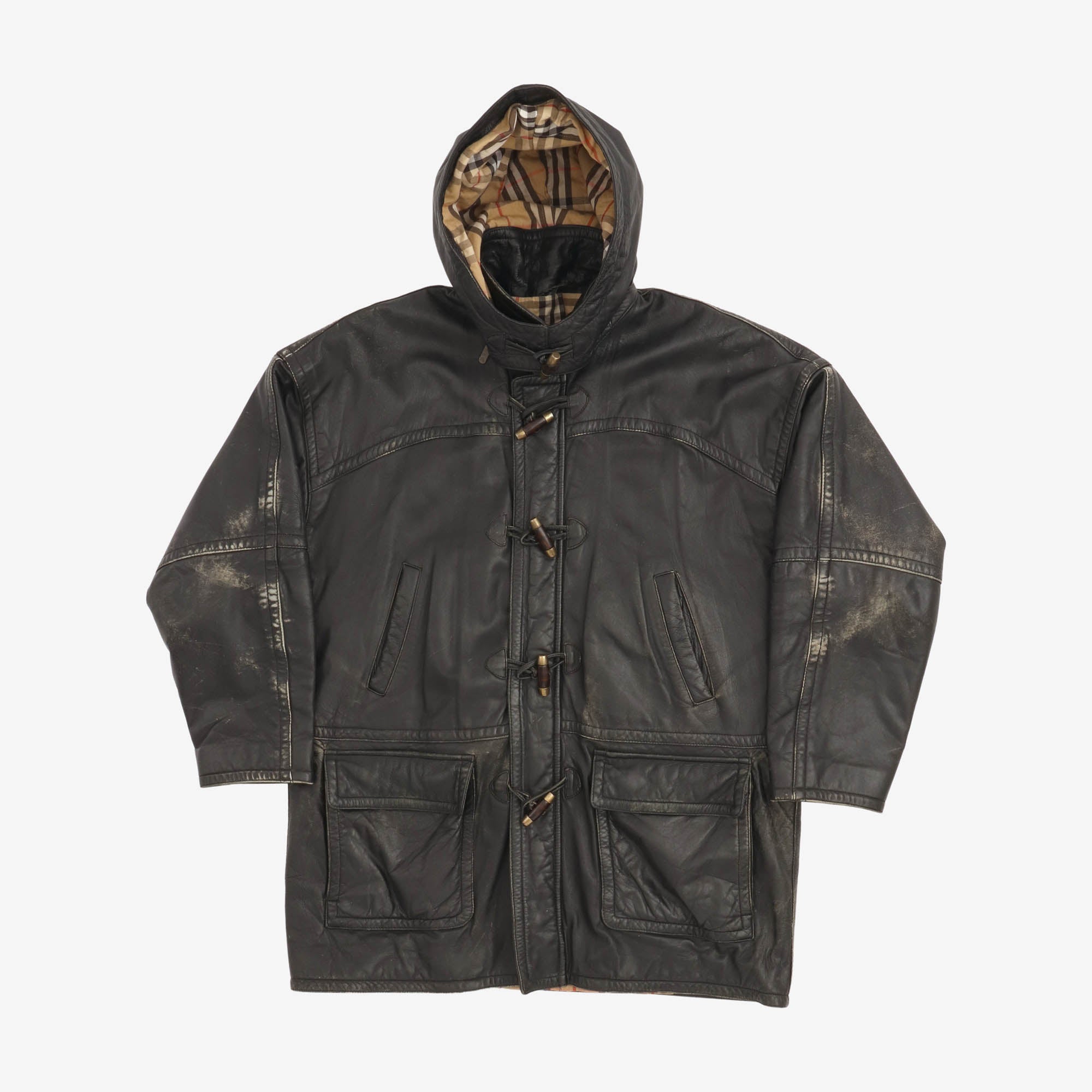 Vintage Leather Duffle Coat