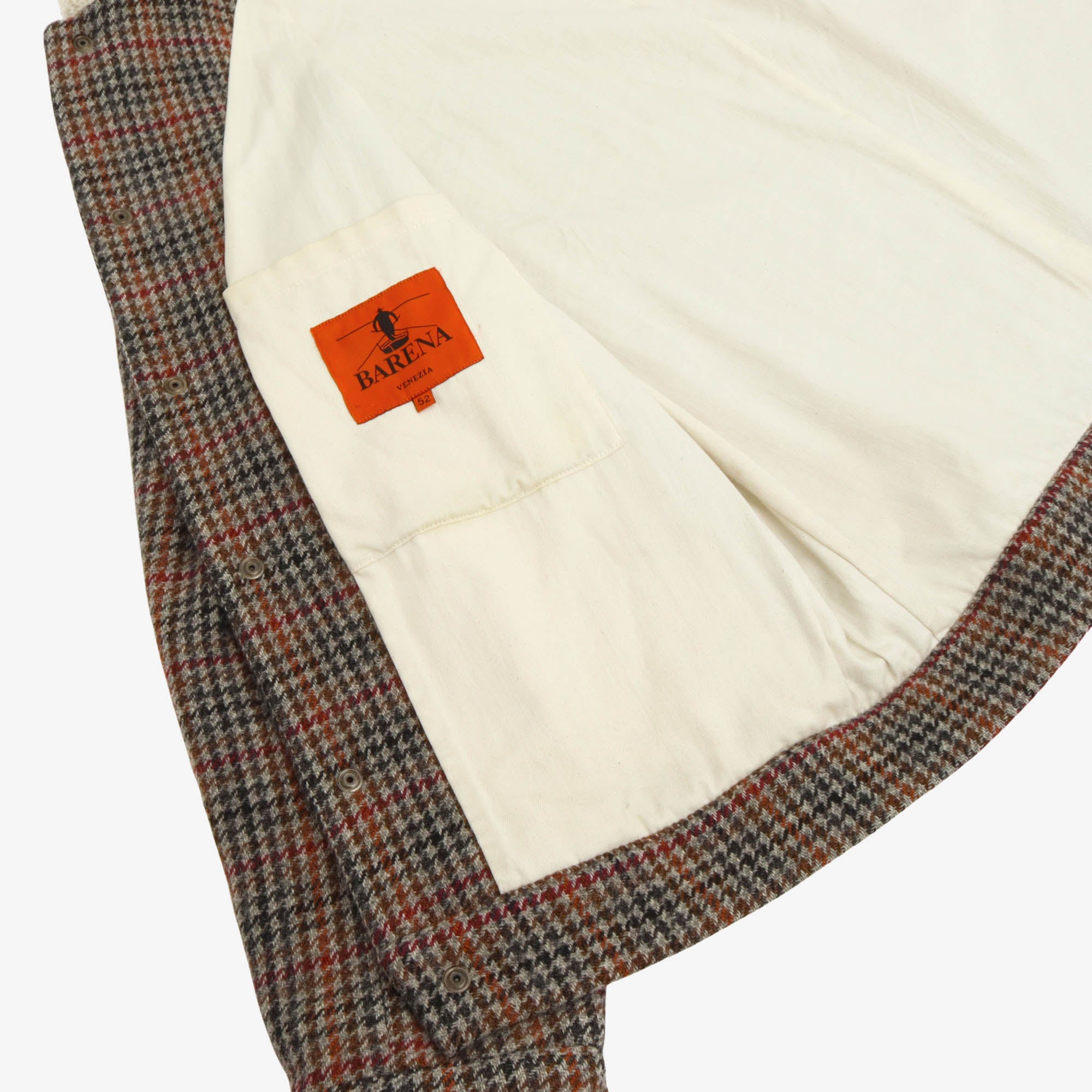 Shearling Trimmed Houndstooth Wool Jacket