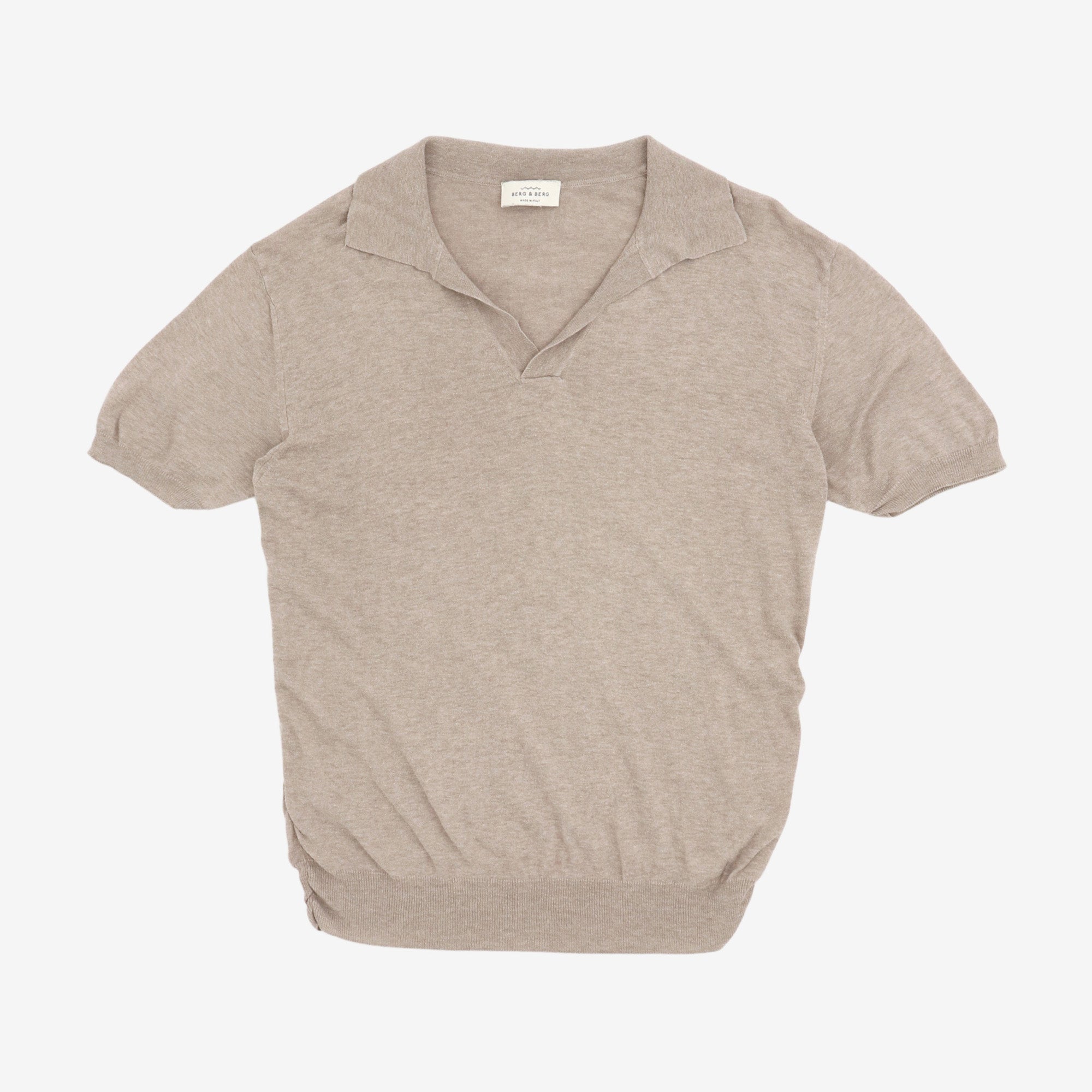 Knitted Open Collar Polo Shirt