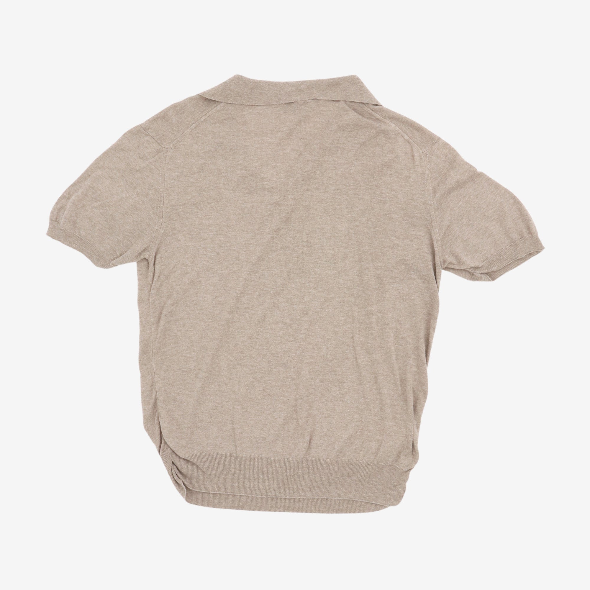 Knitted Open Collar Polo Shirt