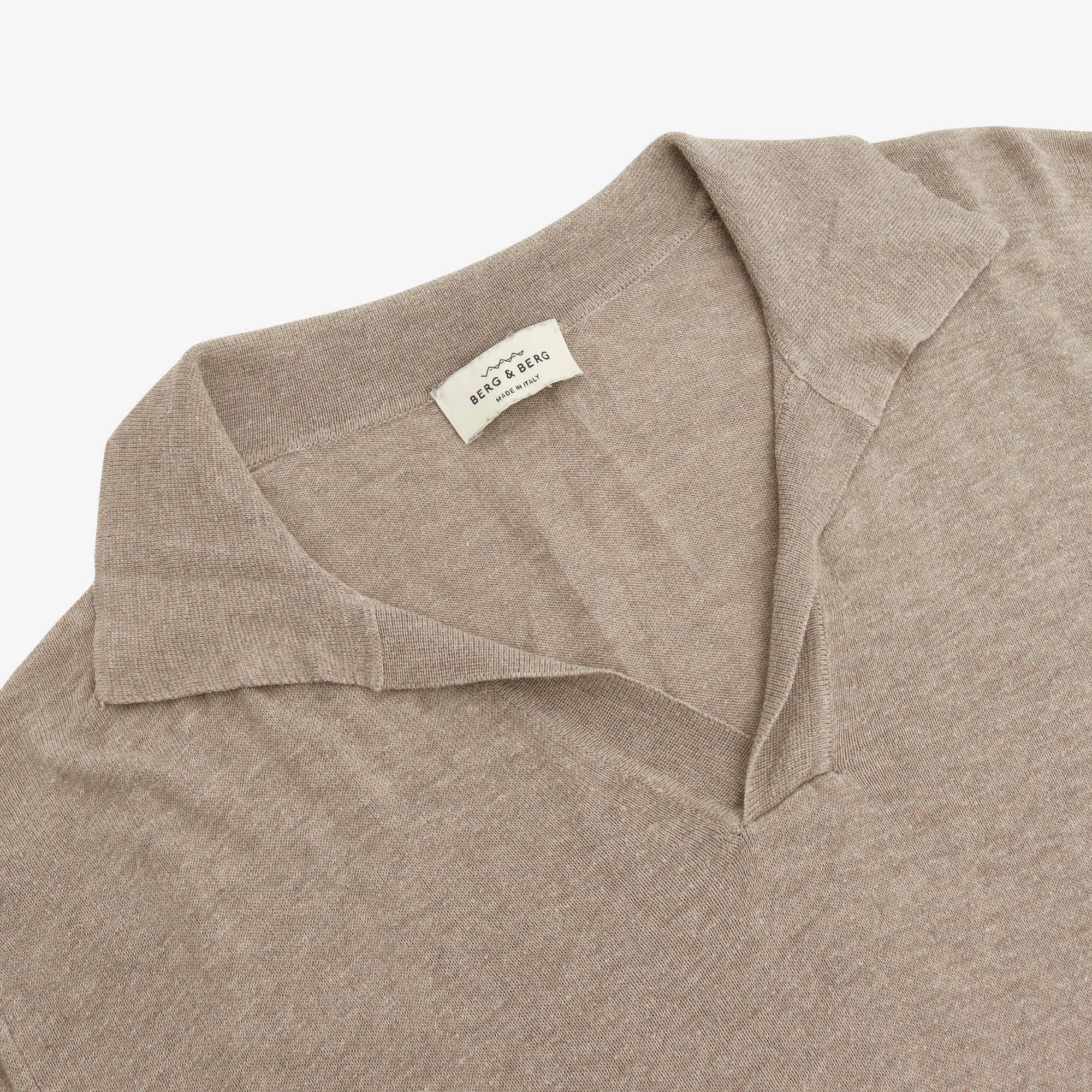 Knitted Open Collar Polo Shirt