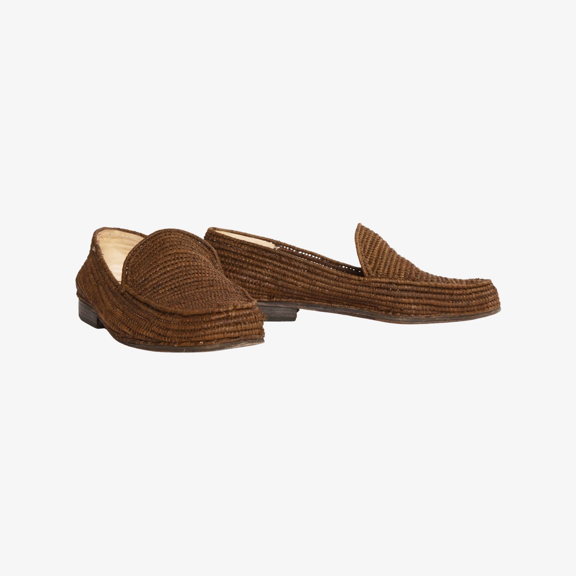 Raffia Moccasin Toe Loafers