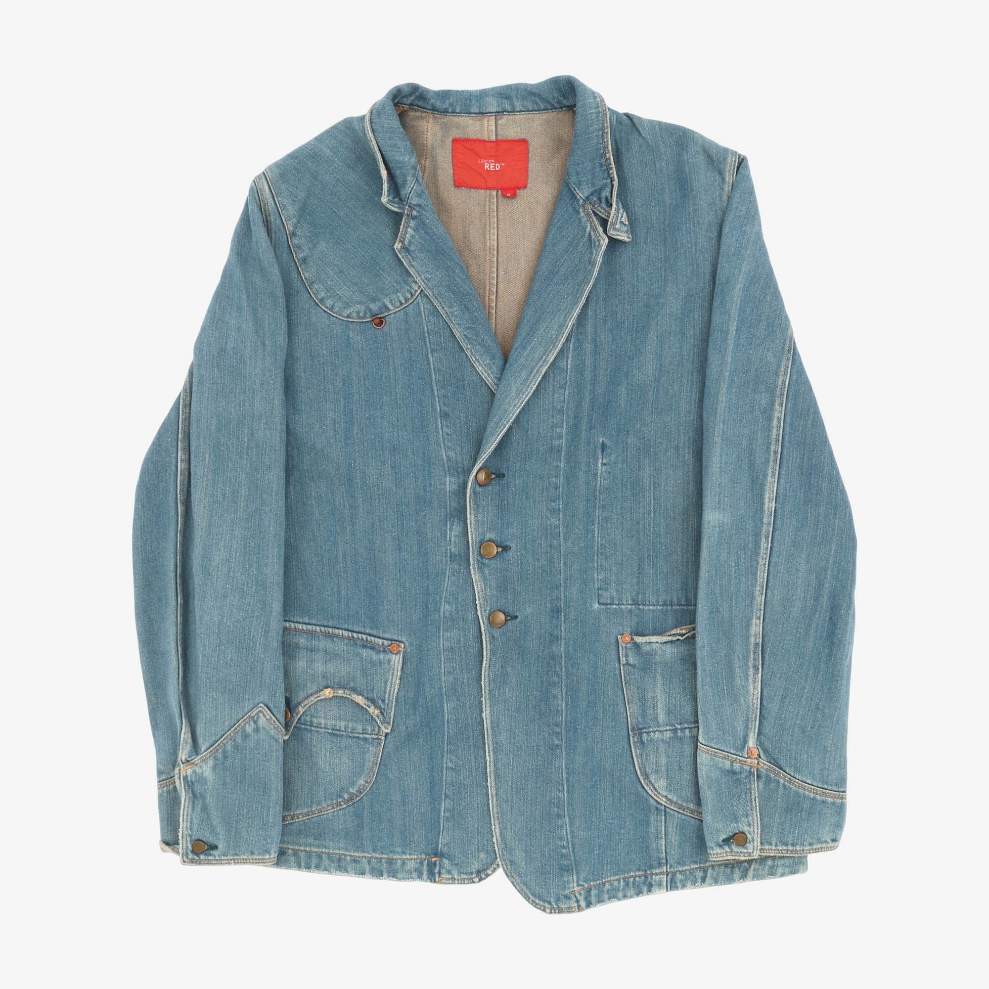 Red 2002 Guys Warped Denim Coat