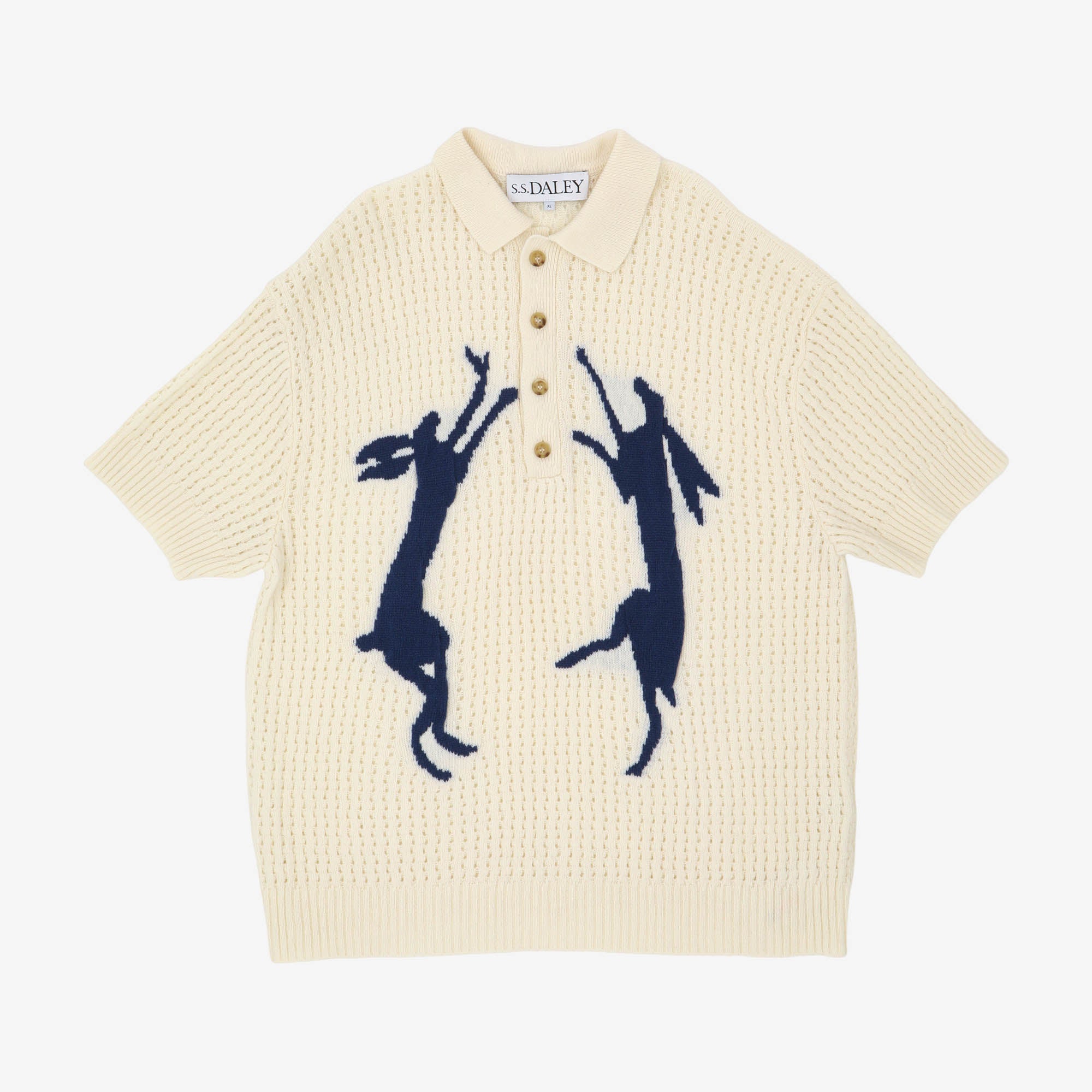 Delius Rabbit Motif Knitted Merino Polo