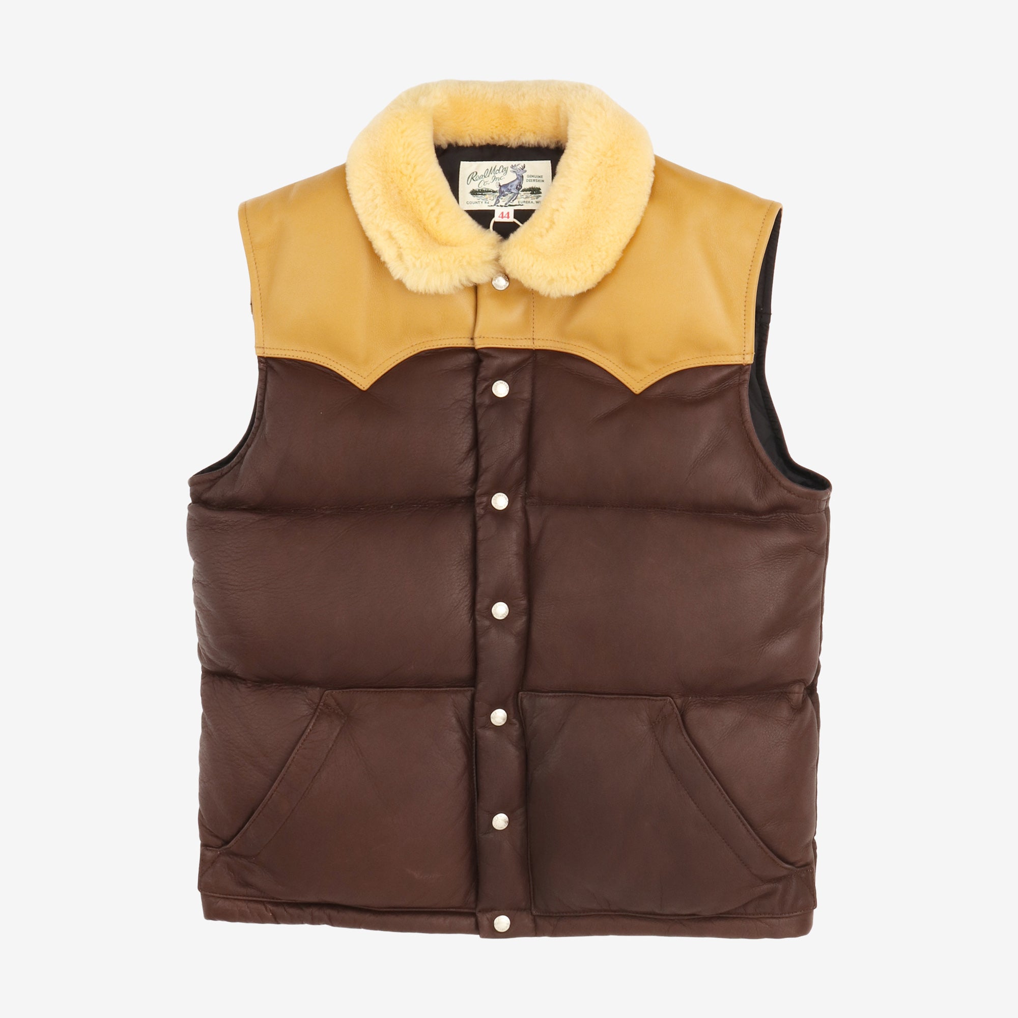 Mouton Collar Leather Vest