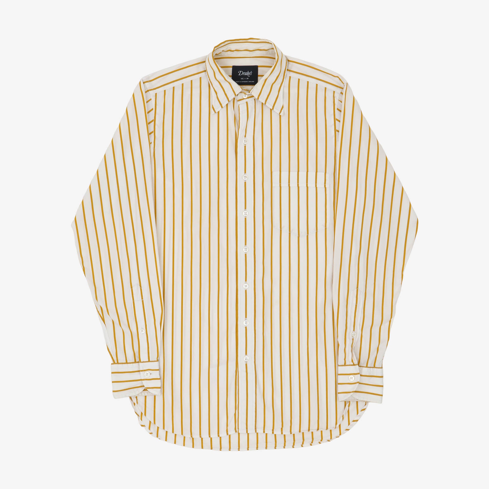 Ticking Stripe Long Point Collar Shirt
