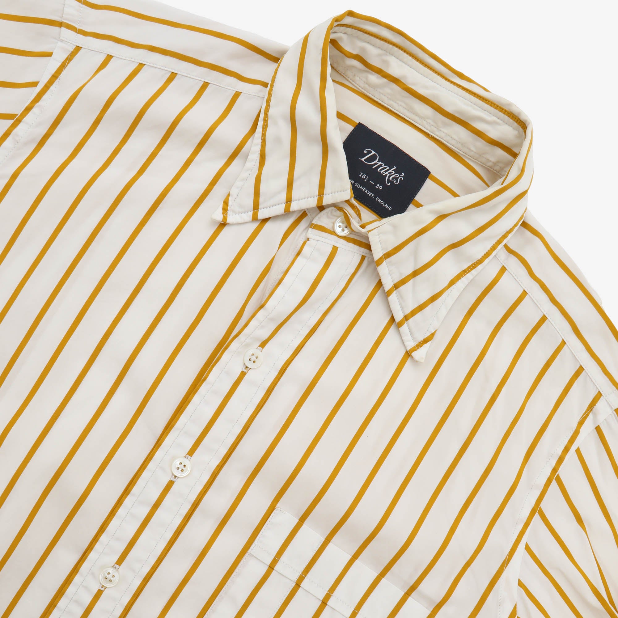 Ticking Stripe Long Point Collar Shirt
