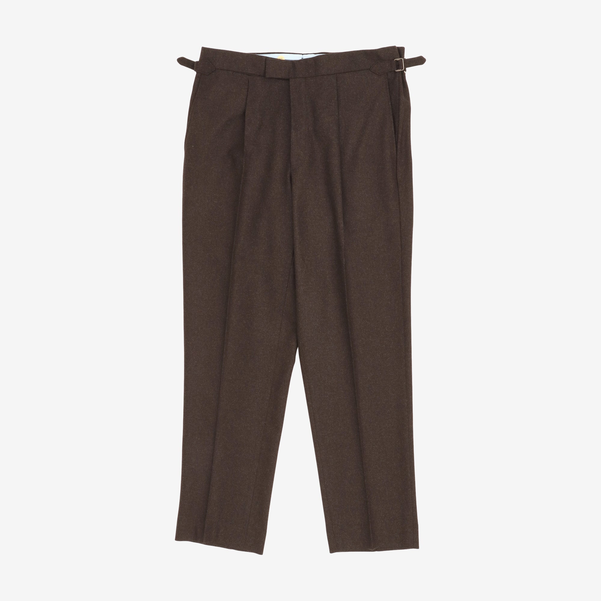 Duke Pleated Wool Flannel Trousers (38W X 32L)