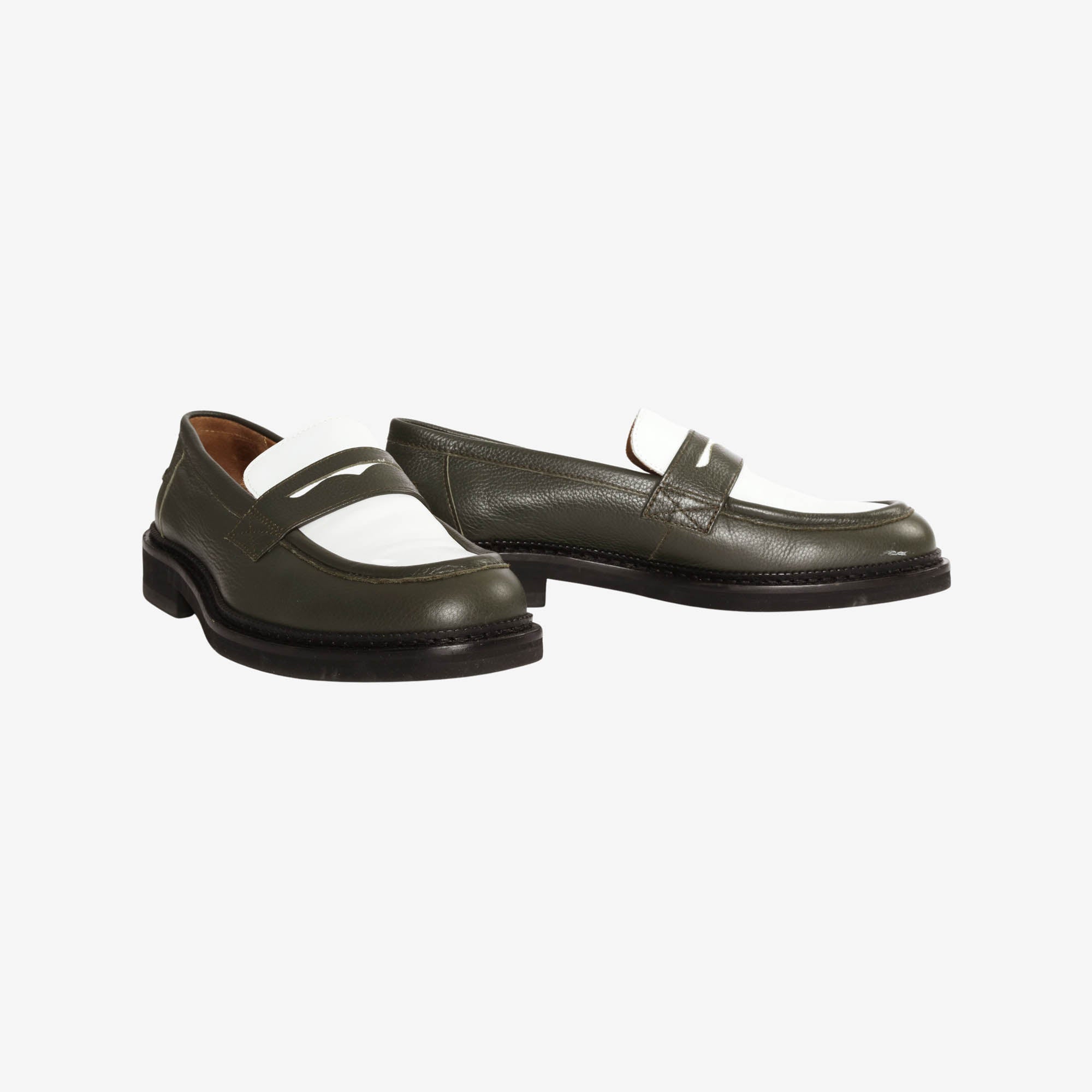 Jacques Two Tone Leather Penny Loafers