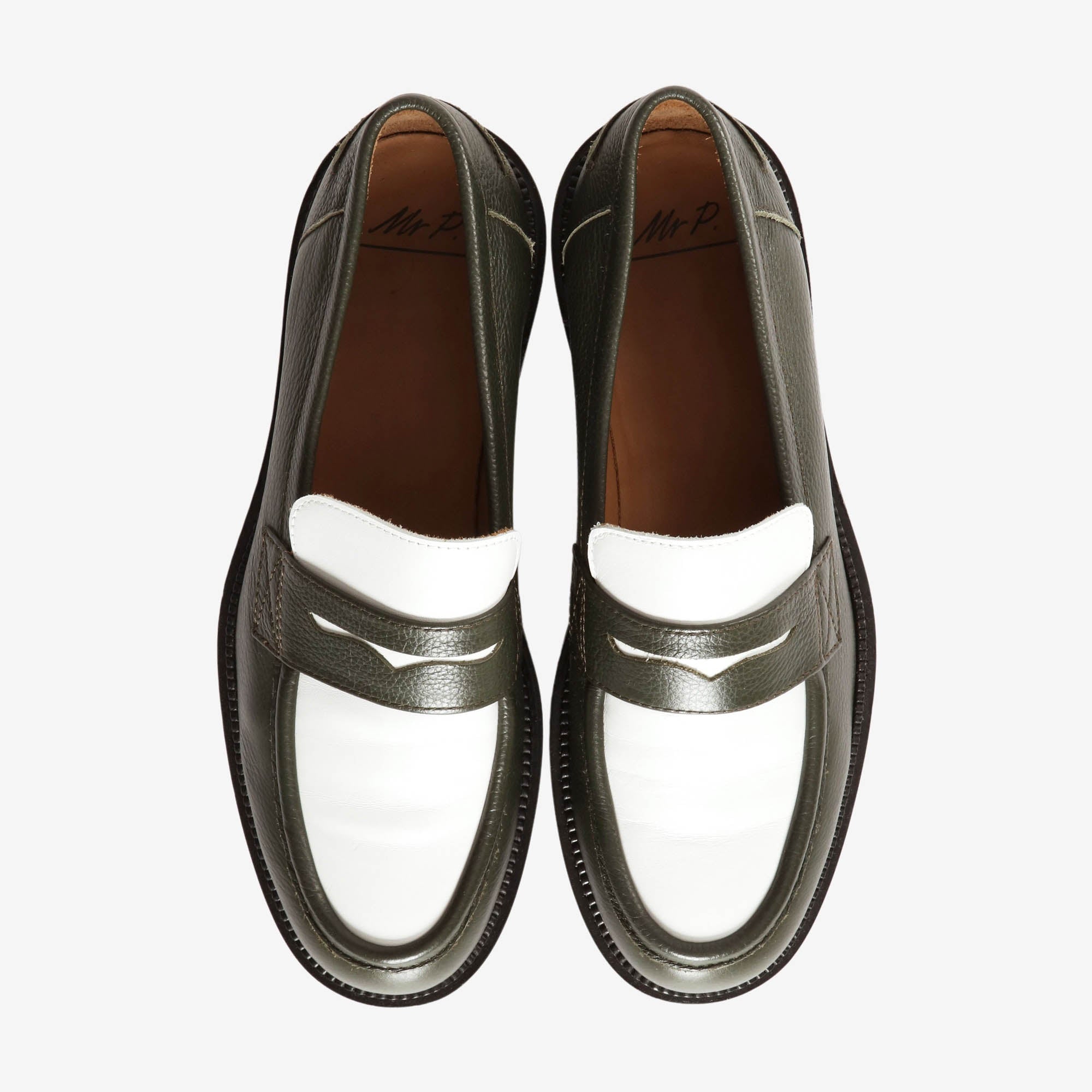 Jacques Two Tone Leather Penny Loafers