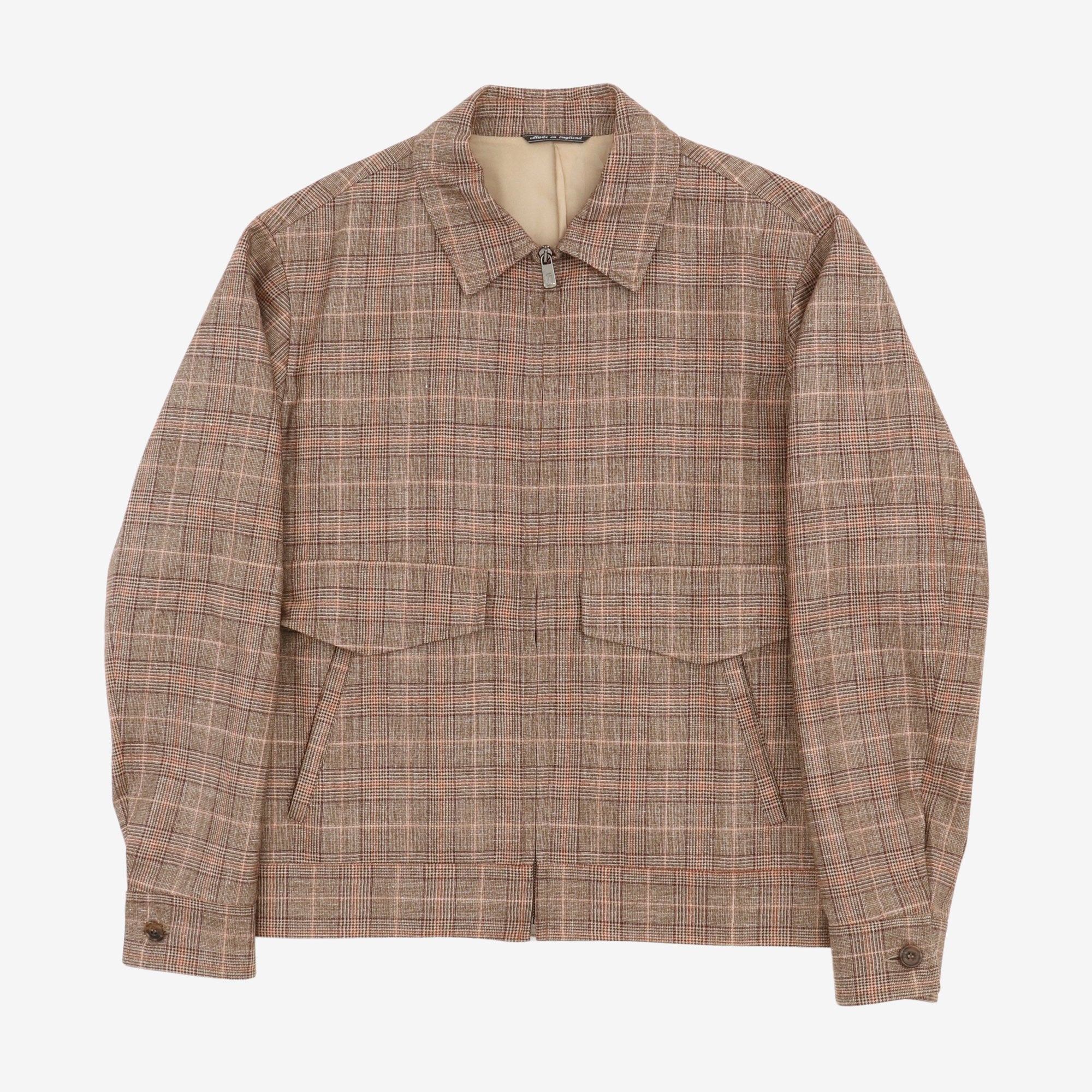 Check Wool Silk Blouson