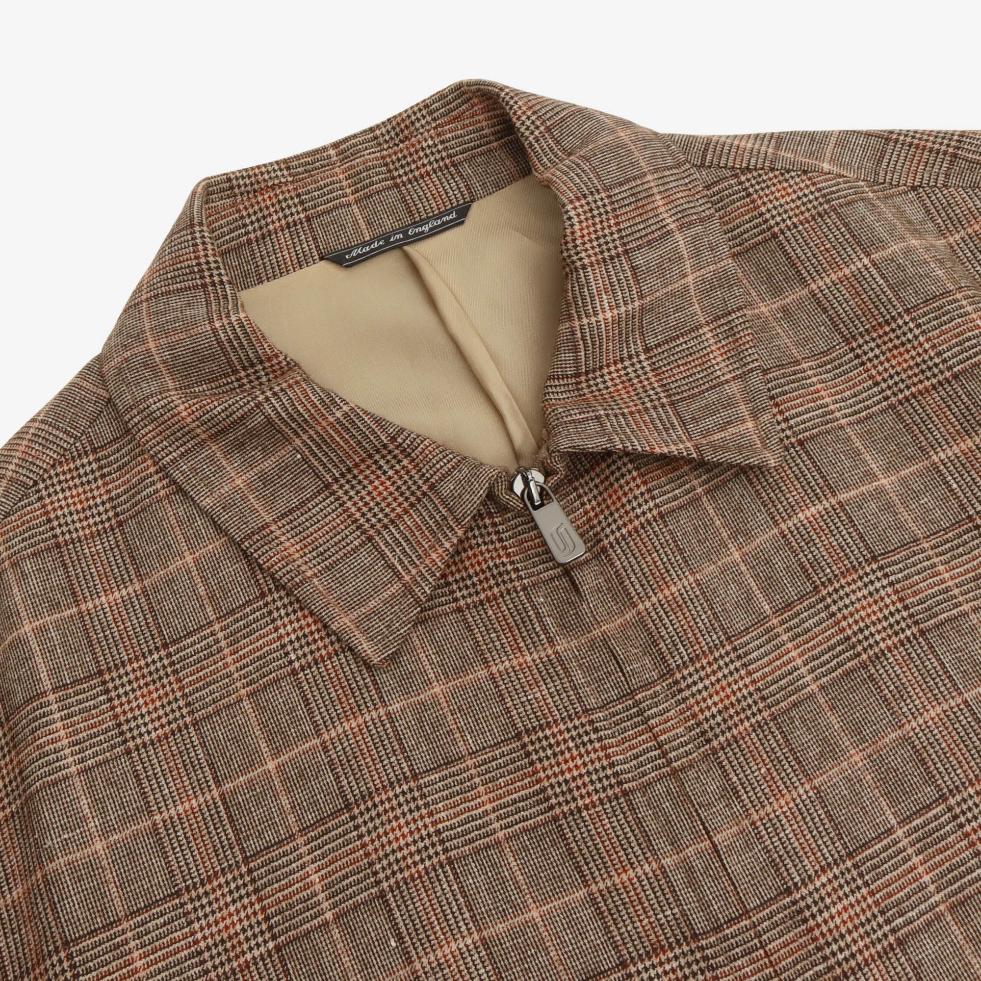 Check Wool Silk Blouson