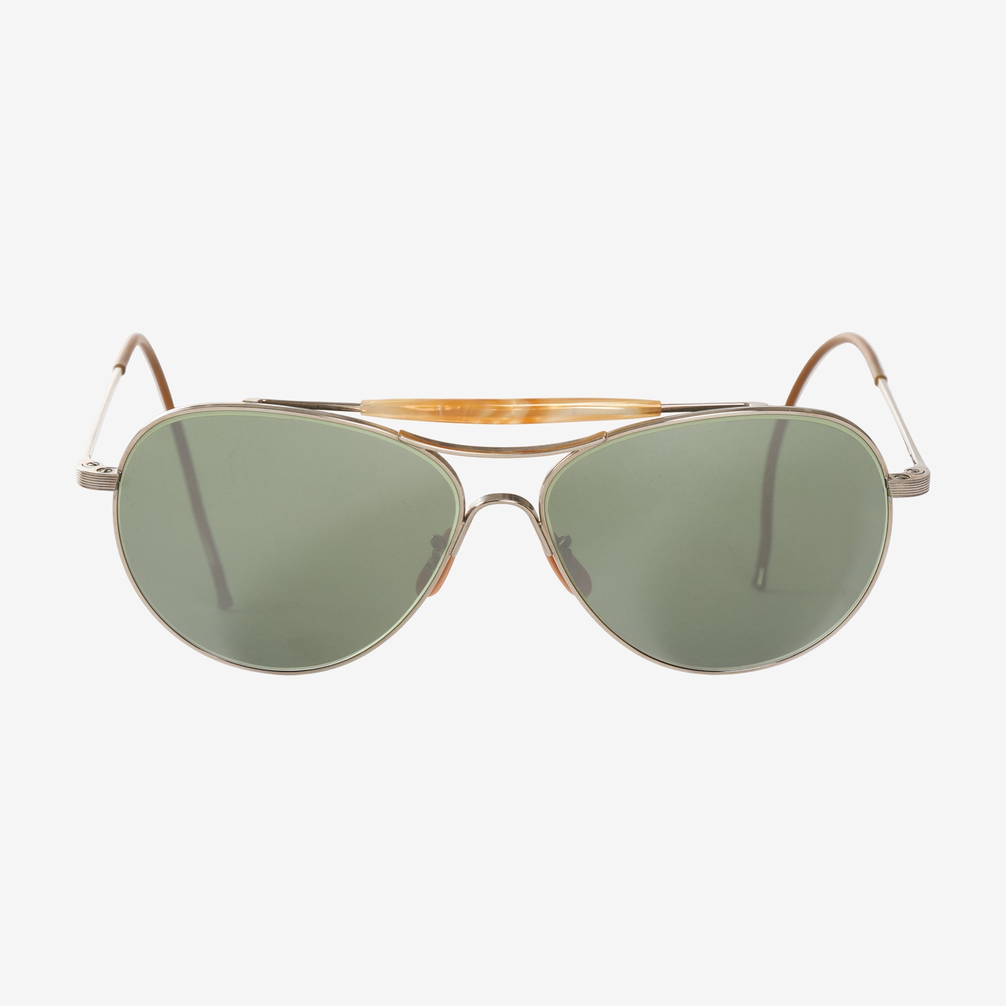 Timeworn Drop Eye Silver Green Sunglasses