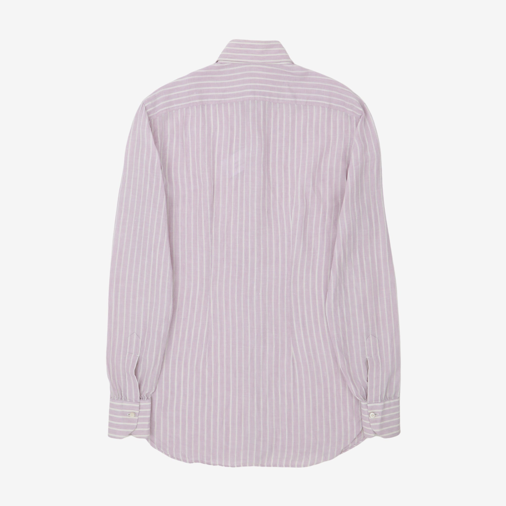 MTO Striped Linen Spread Collar Shirt