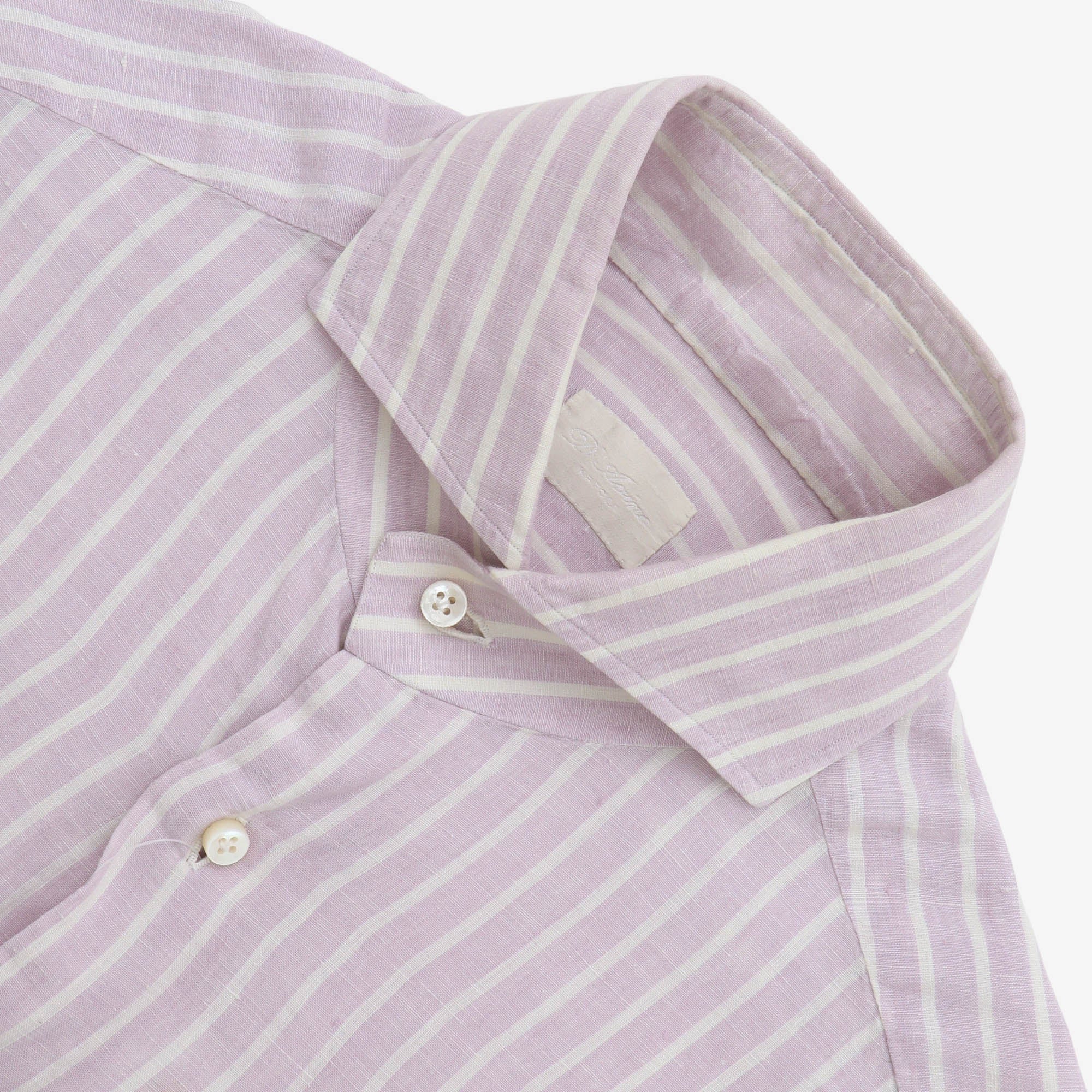MTO Striped Linen Spread Collar Shirt