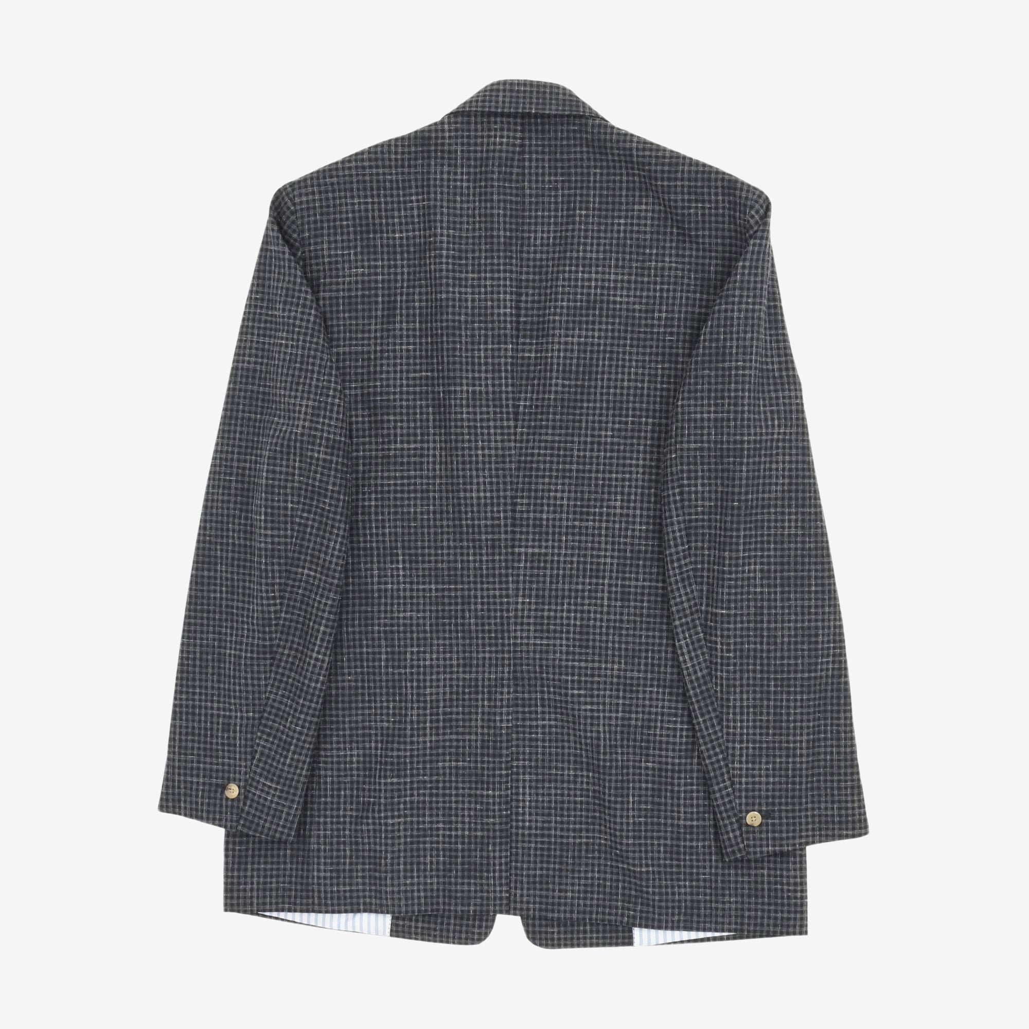 Wool Silk Linen Check Blazer
