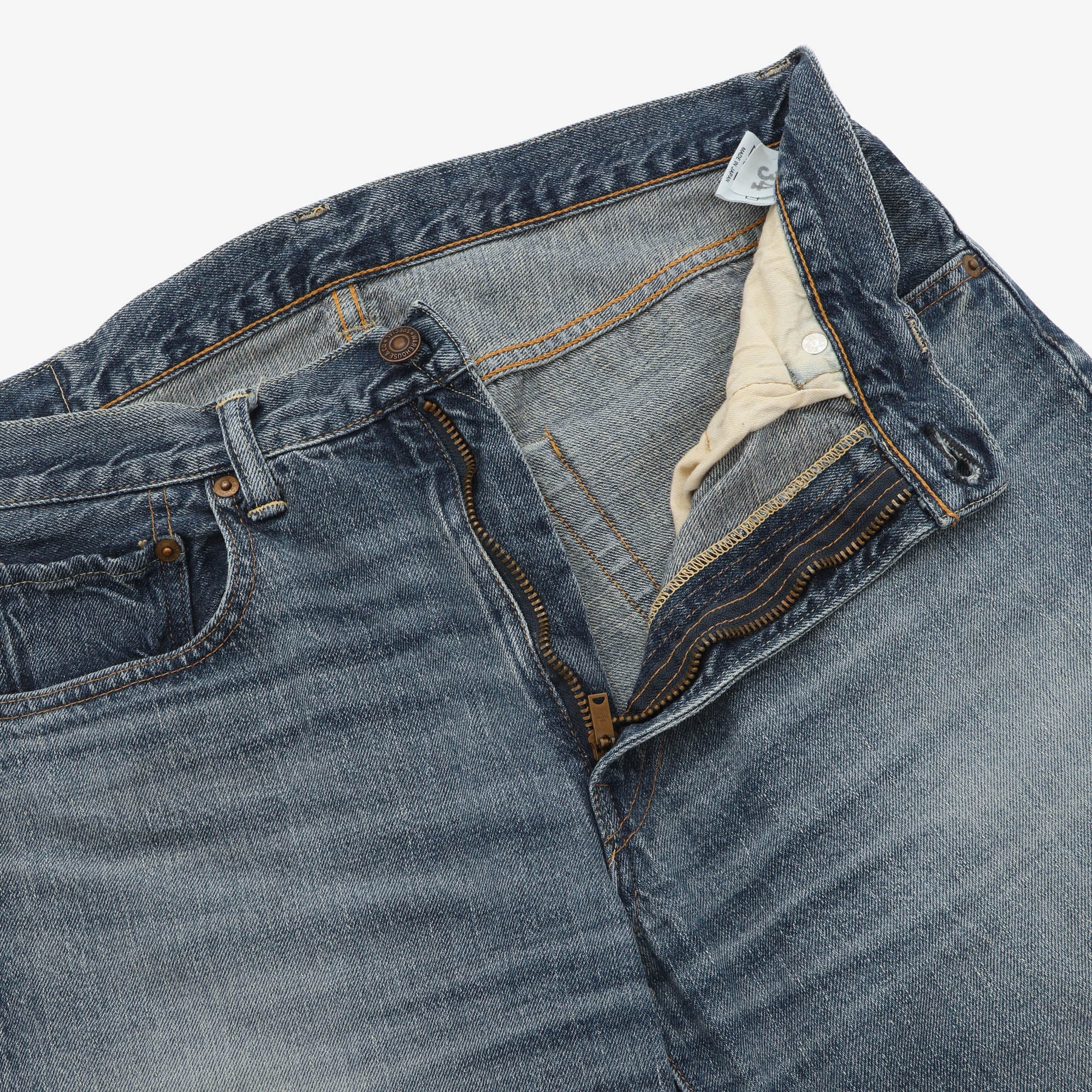 1105 Second Hand Used Wash 12oz Selvedge Jeans (32W X 27L)