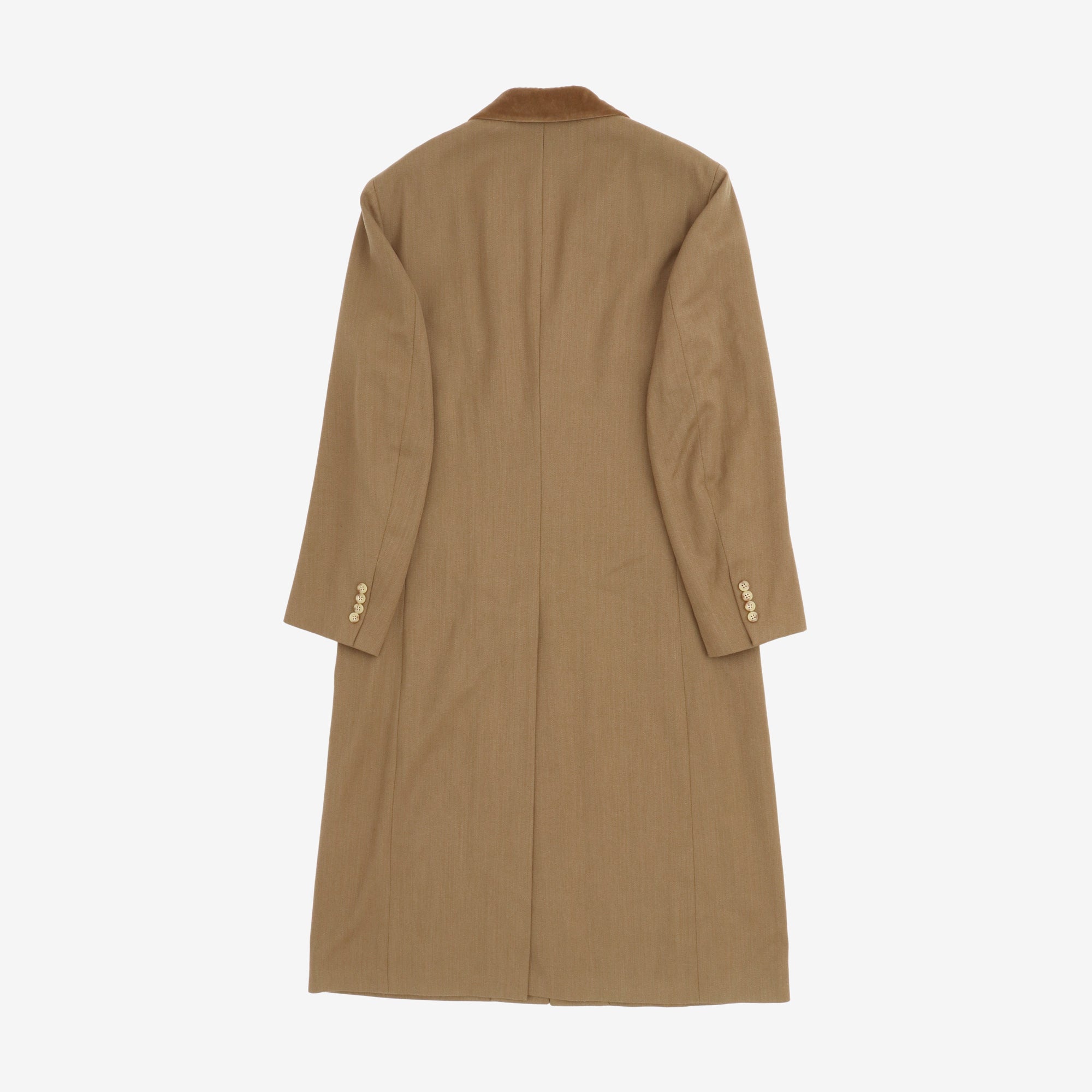 Velvet Collar Wool Covert Top Coat