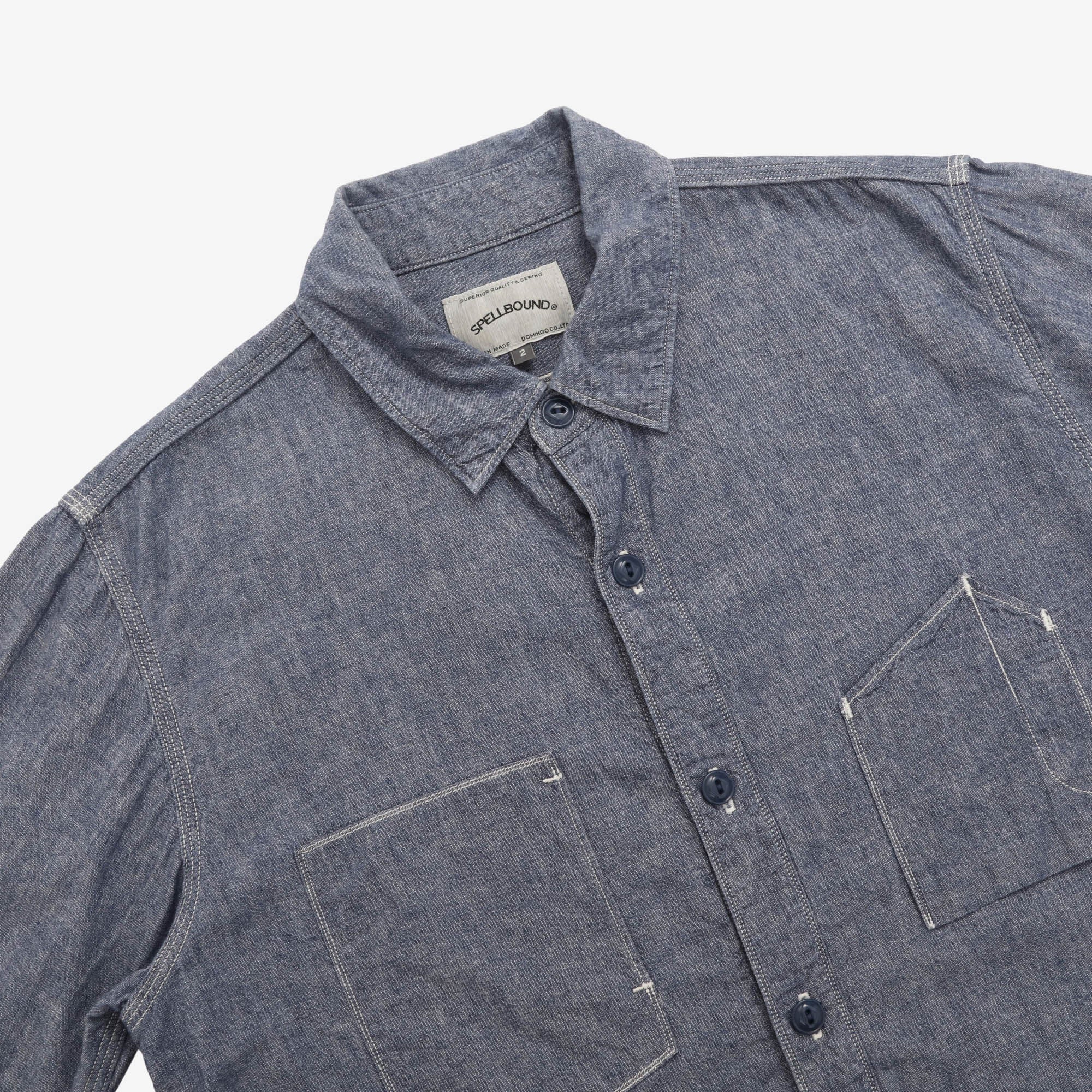 Asymmetric Pocket Chambray Work Shirt