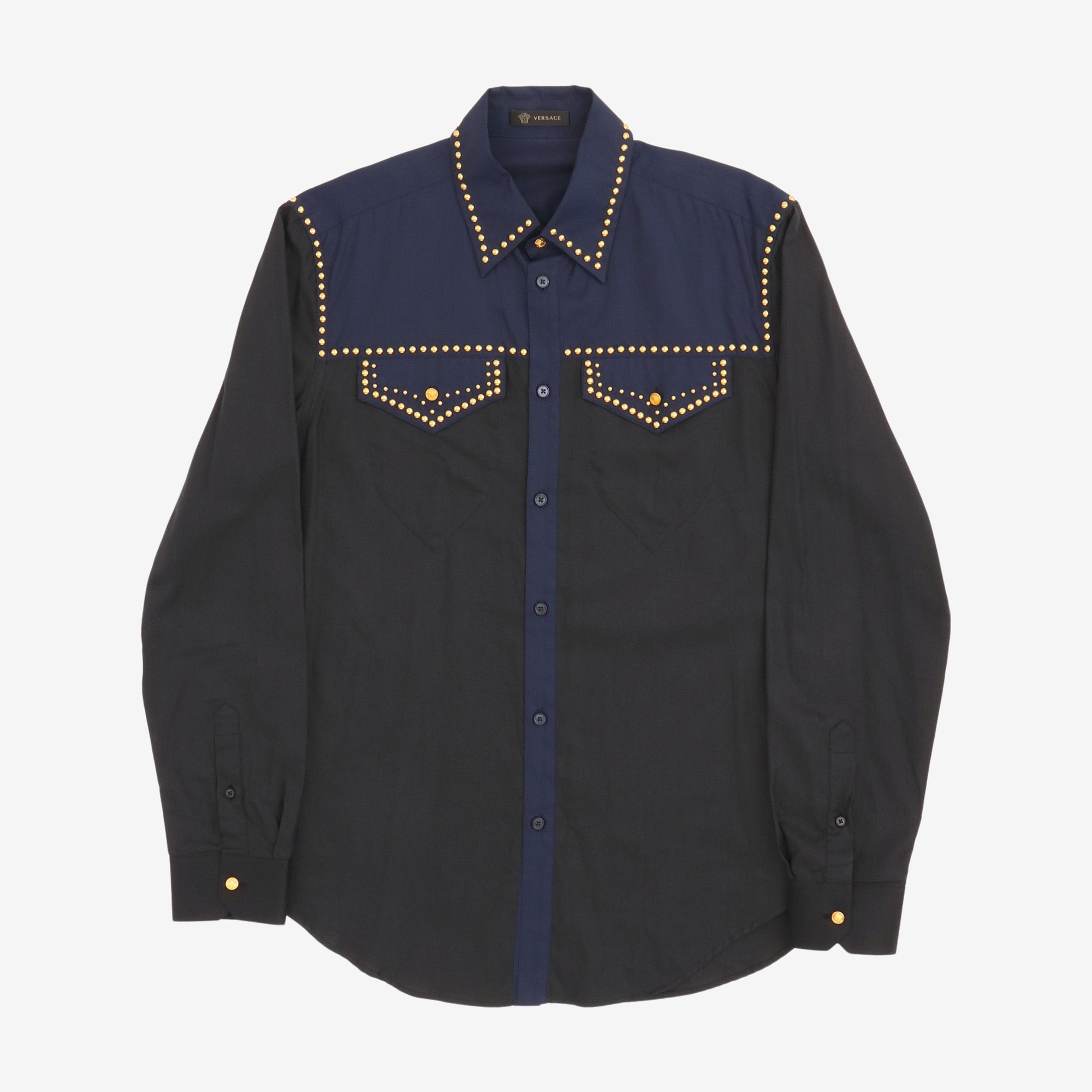 Studded Colorblock Western Shirt