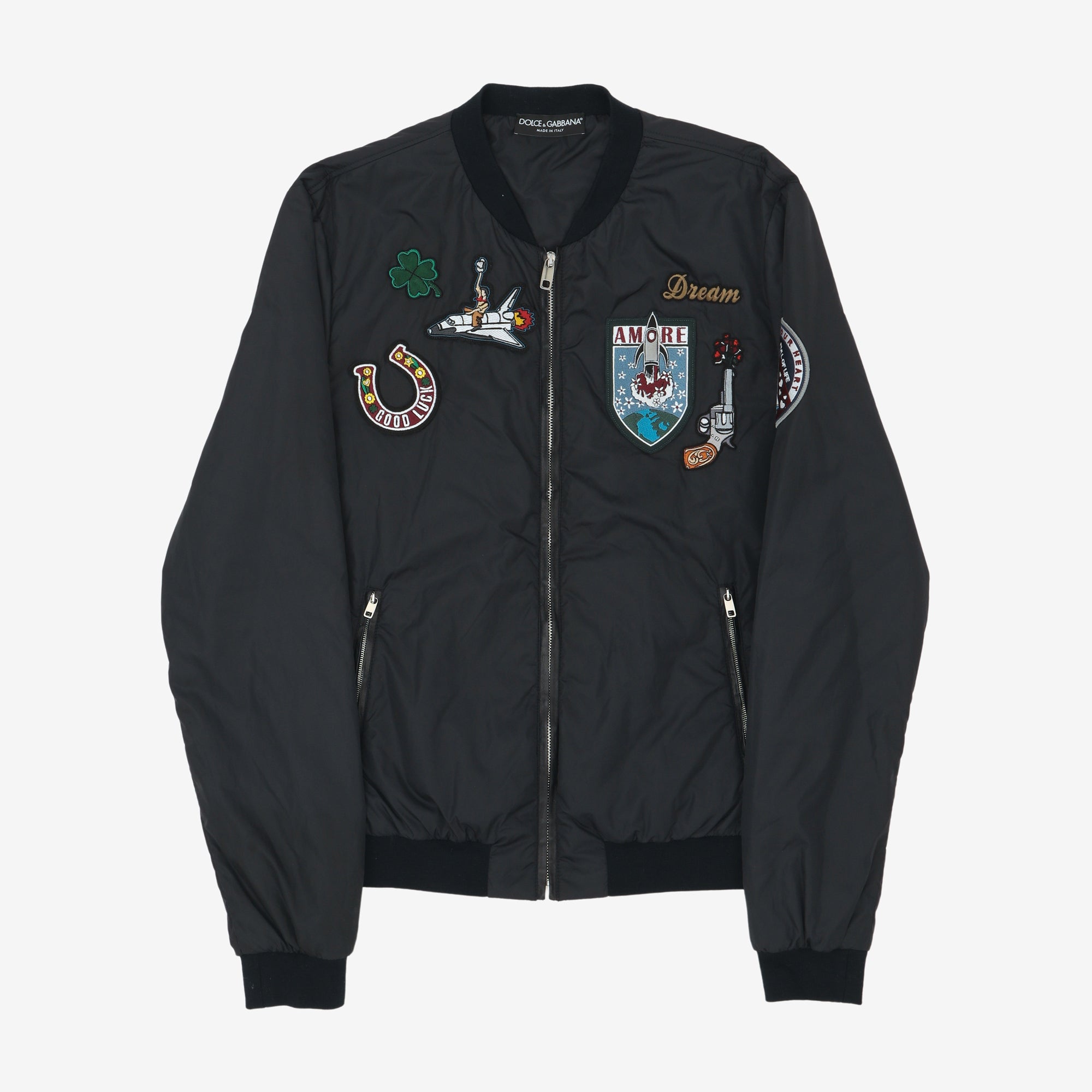 Patched Bomber Jacket