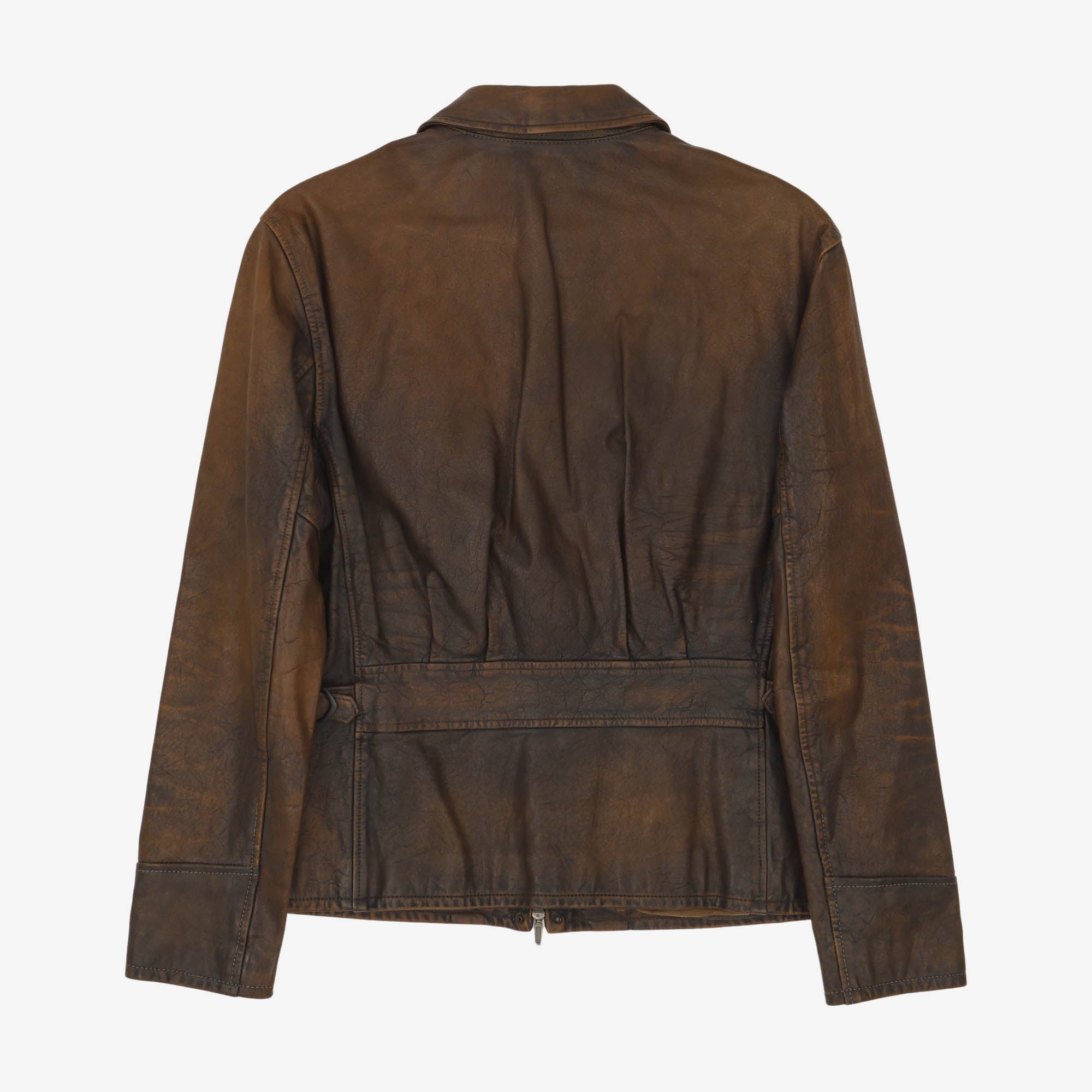 1930s Leather Half Belt Cossack Jacket