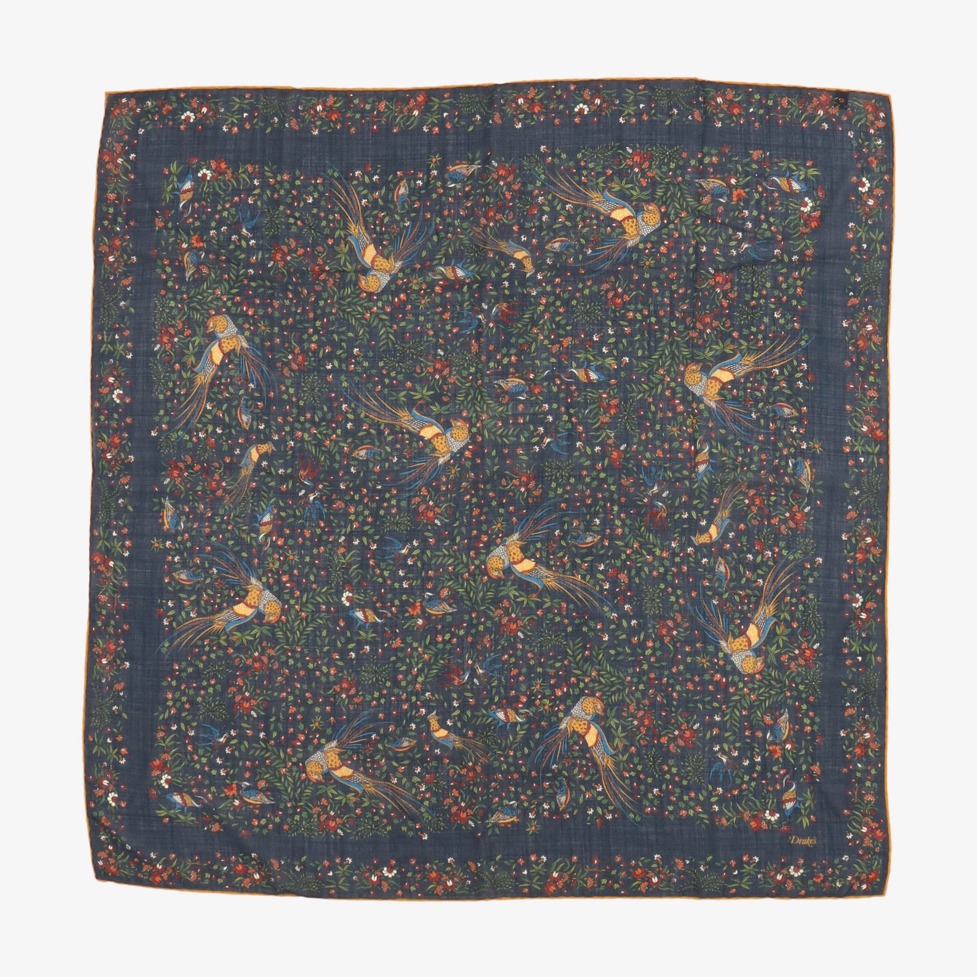 Birds of Paradise Print Wool Silk Square Scarf