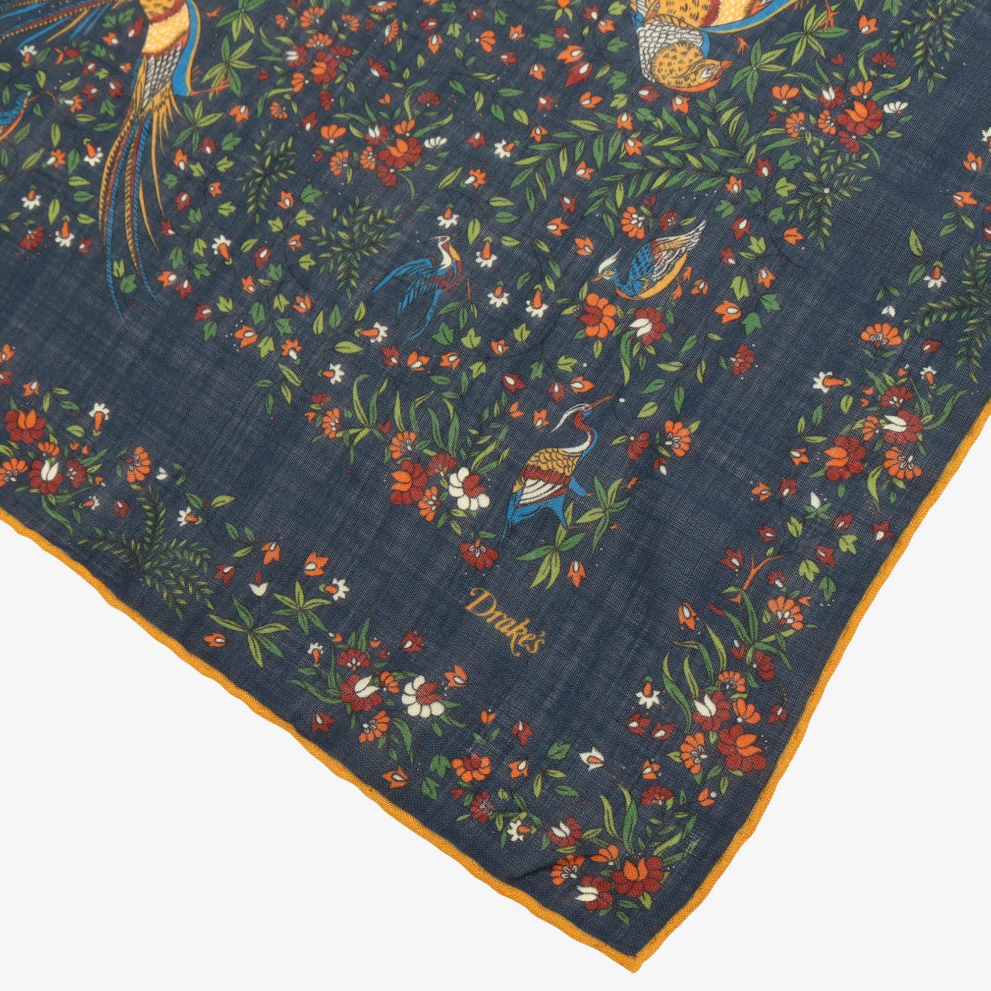 Birds of Paradise Print Wool Silk Square Scarf