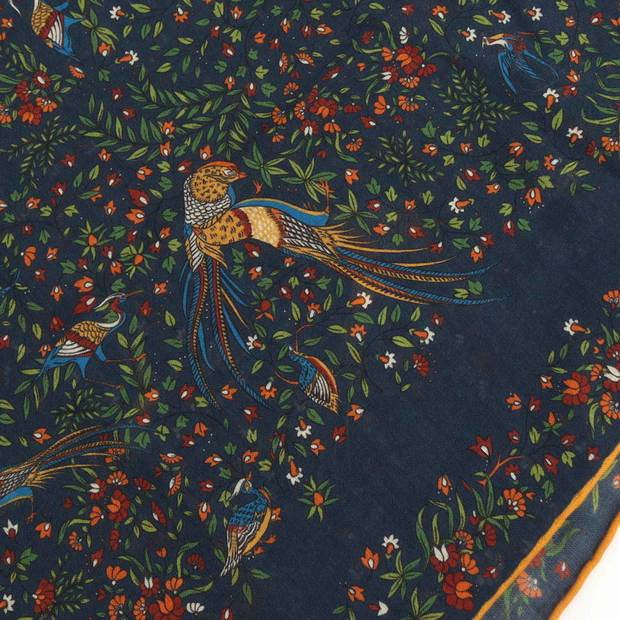 Birds of Paradise Print Wool Silk Square Scarf