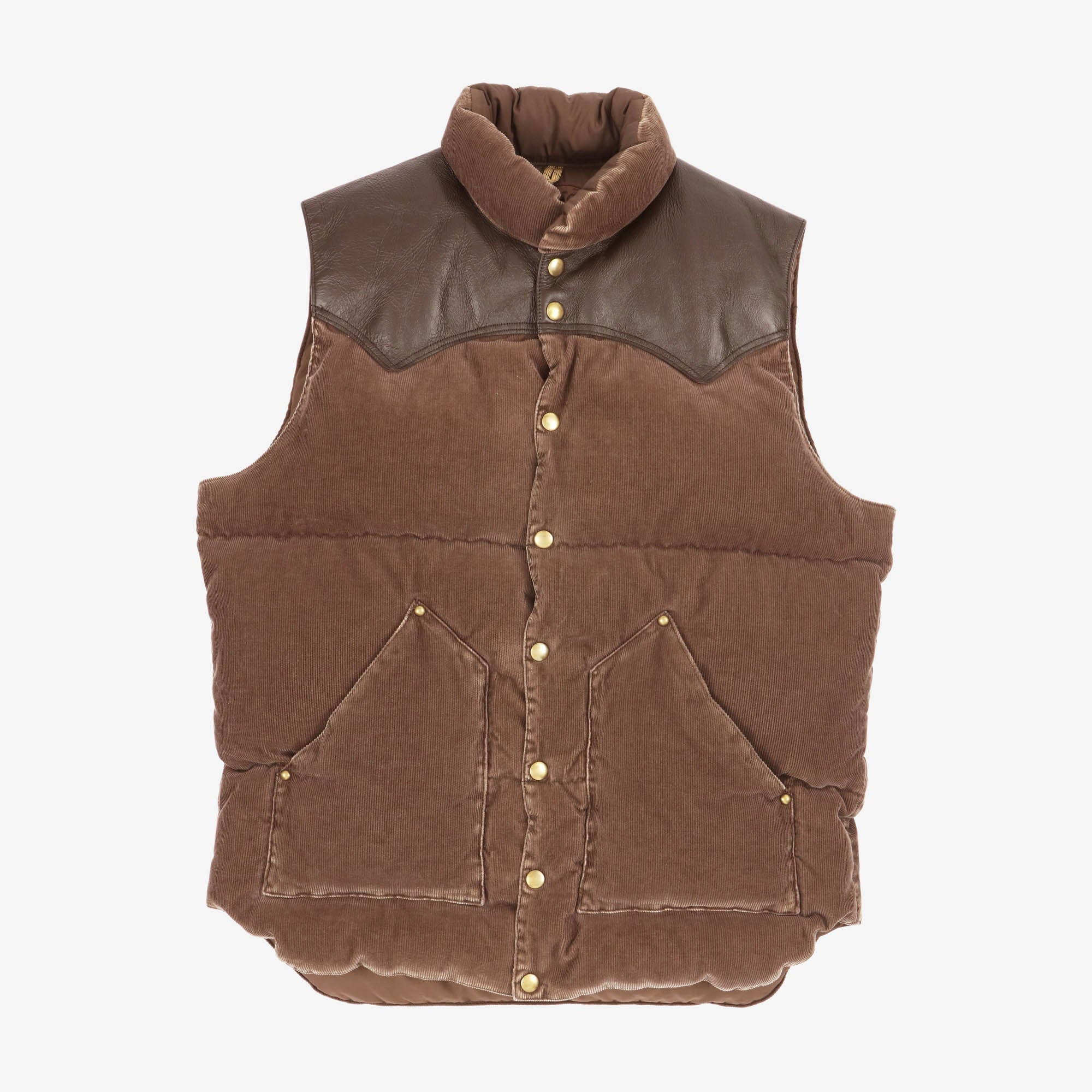 Corduroy Leather Down Vest