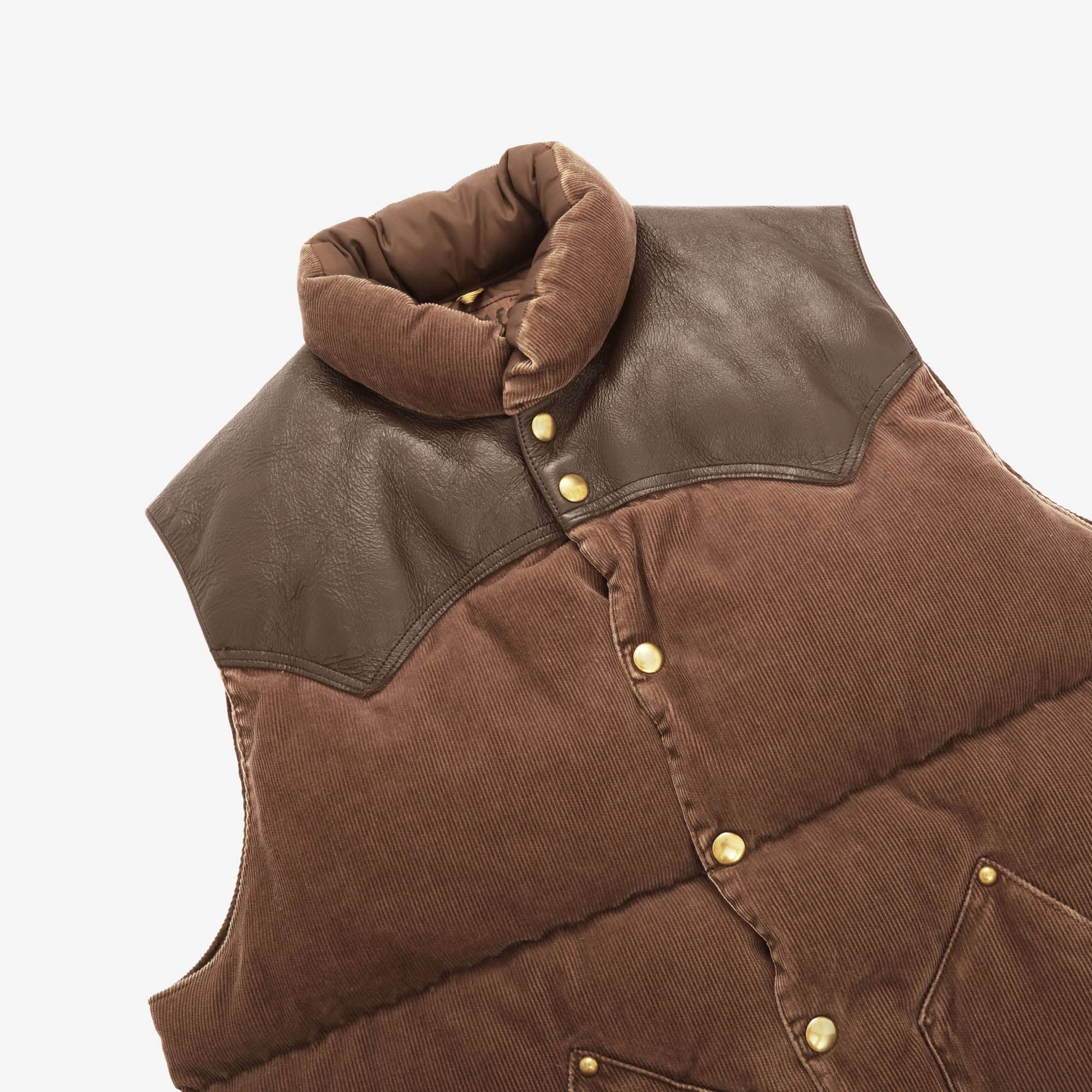 Corduroy Leather Down Vest
