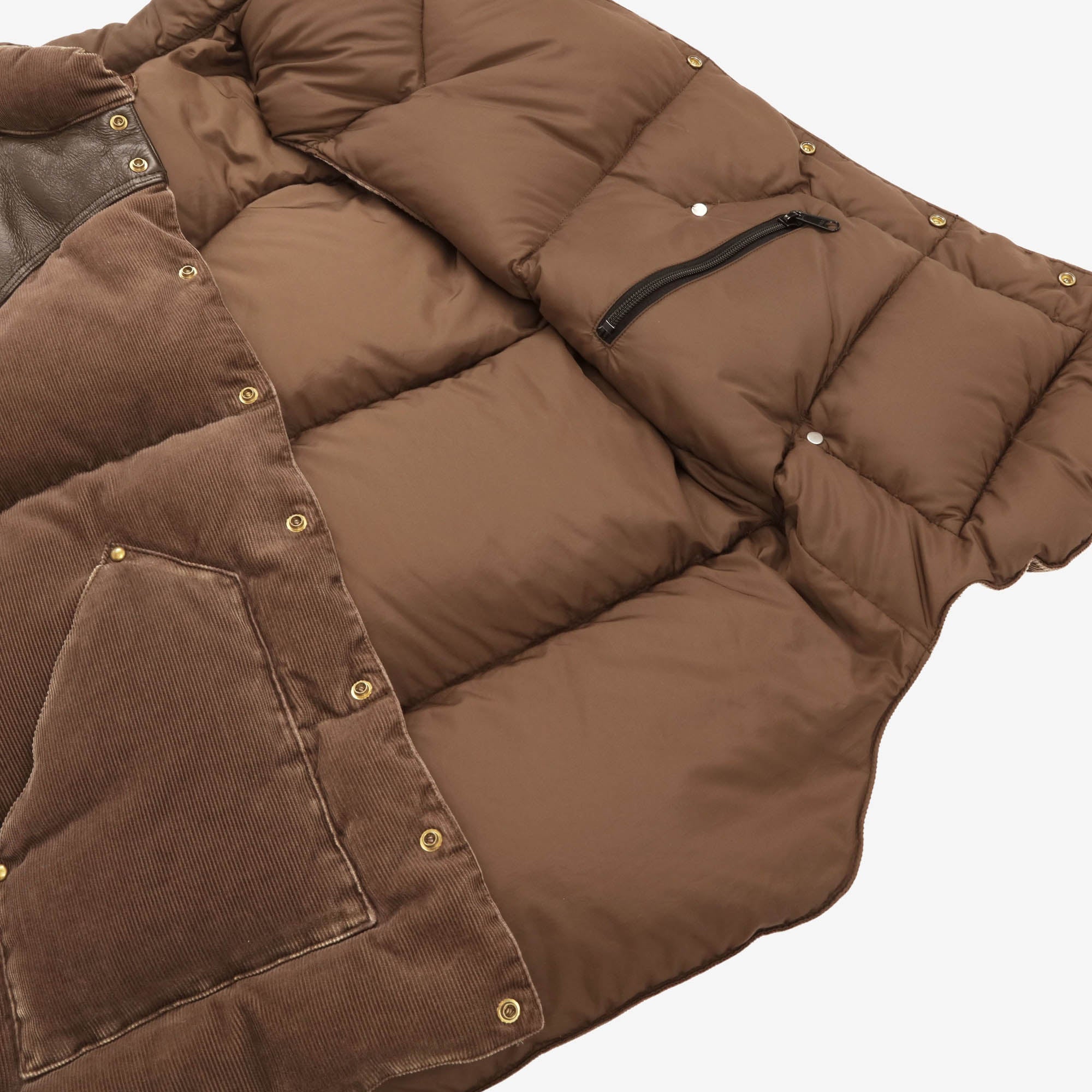 Corduroy Leather Down Vest