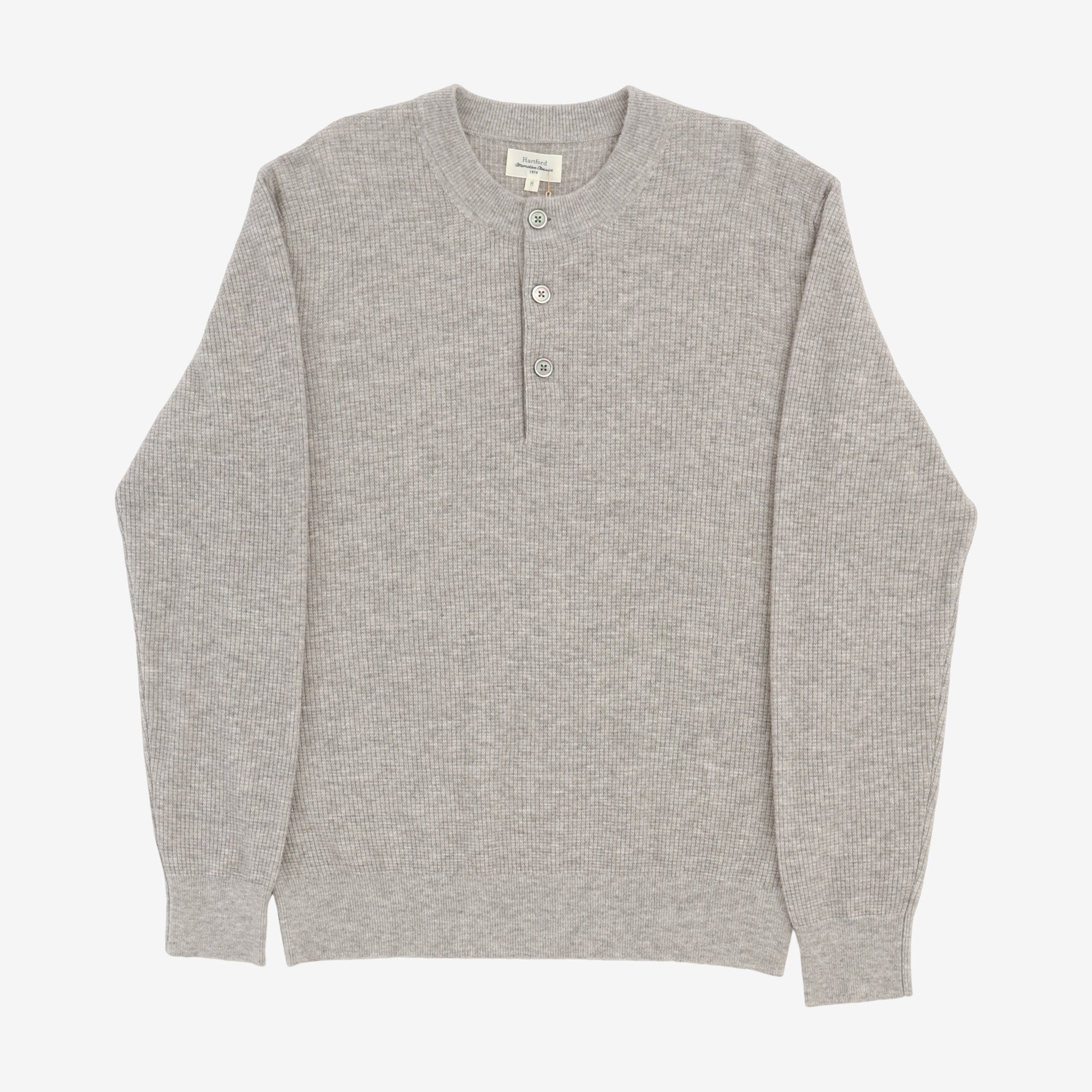 Wool Cashmere Waffle Henley Sweater