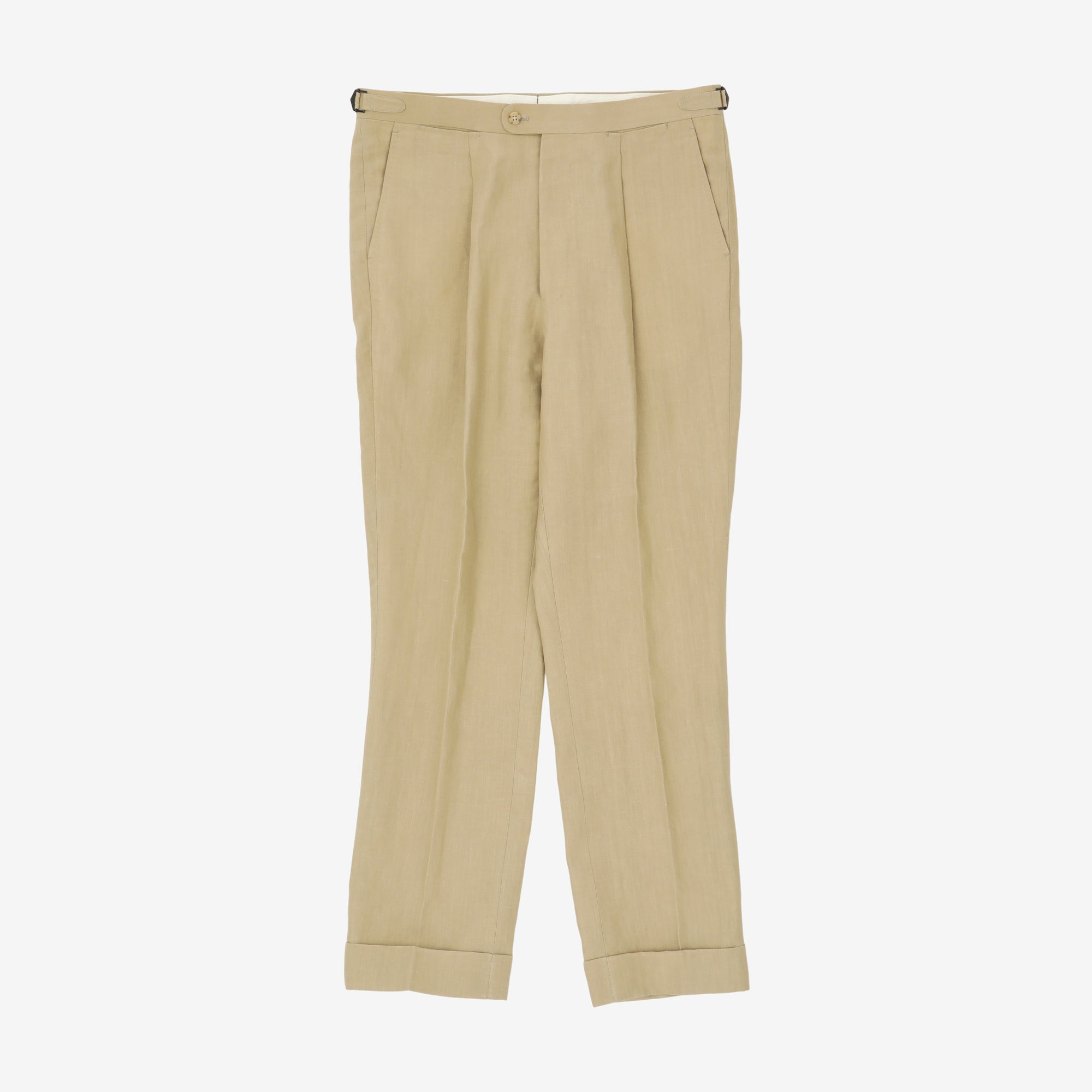 Single Pleat Linen Trousers (34W X 30.5L)