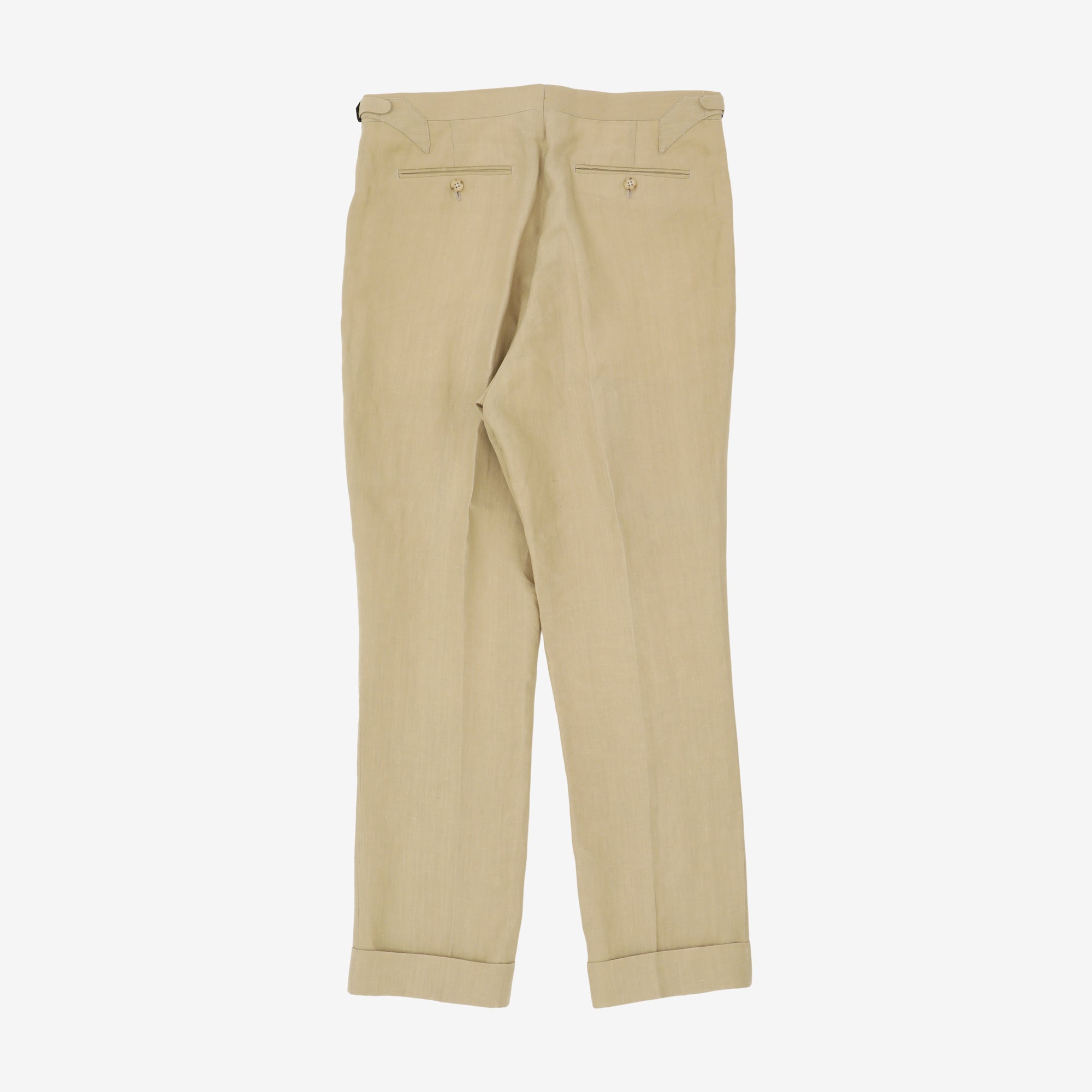 Single Pleat Linen Trousers (34W X 30.5L)