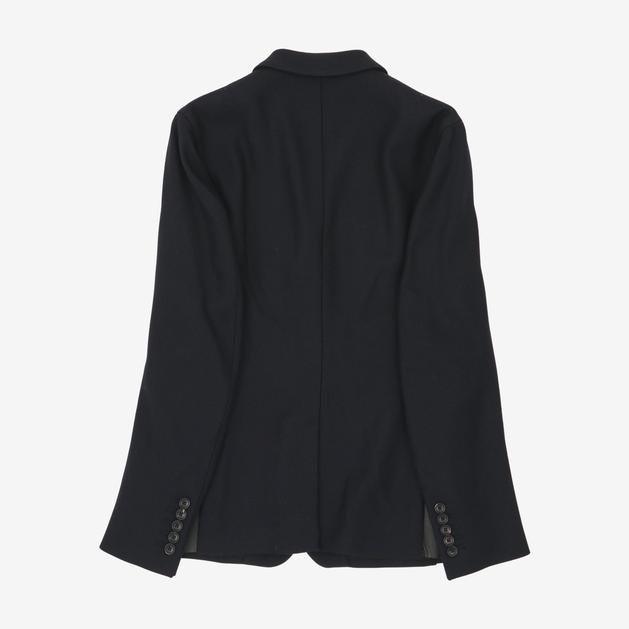 Leather Trim Wool Blazer