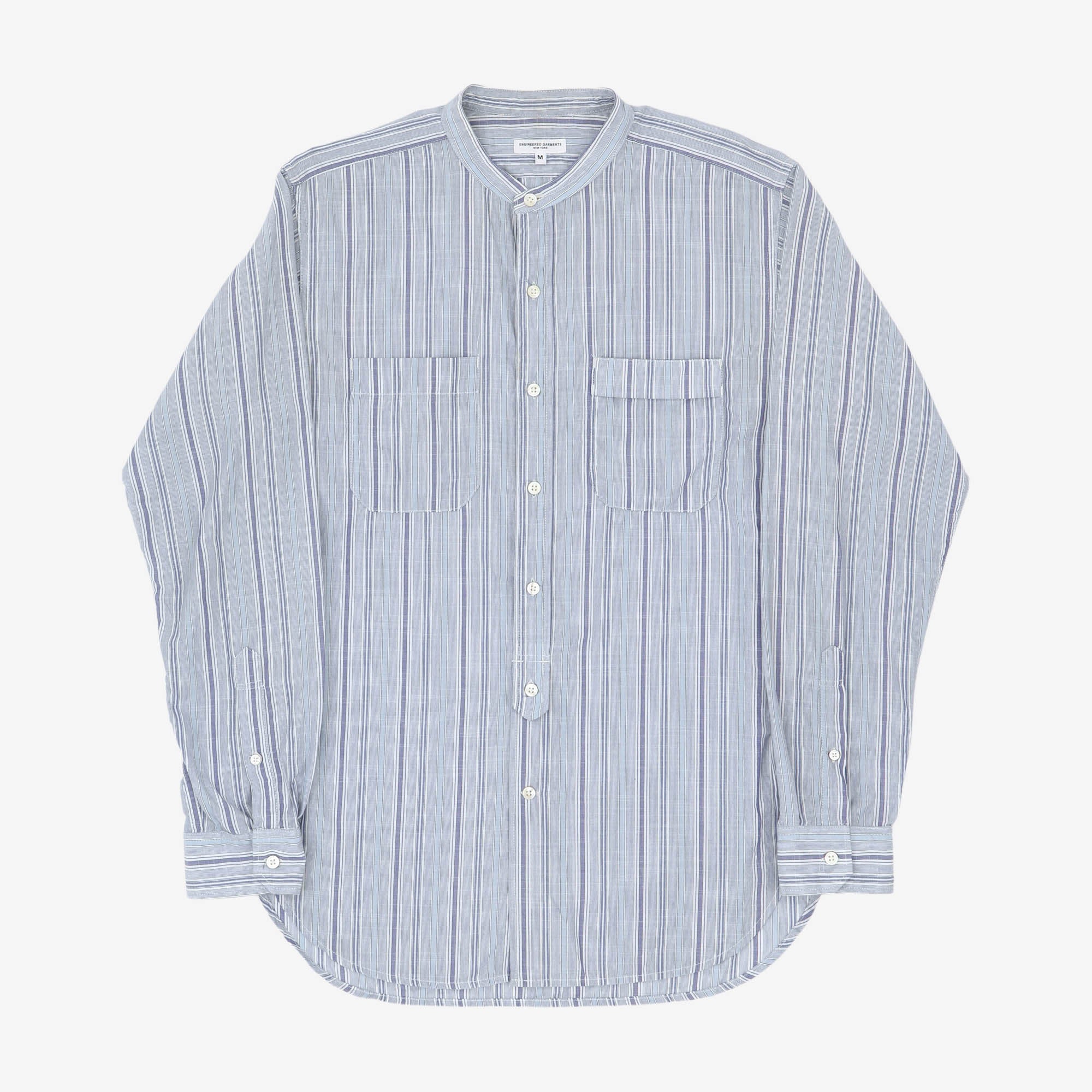 Multi Stripe Band Collar Shirt