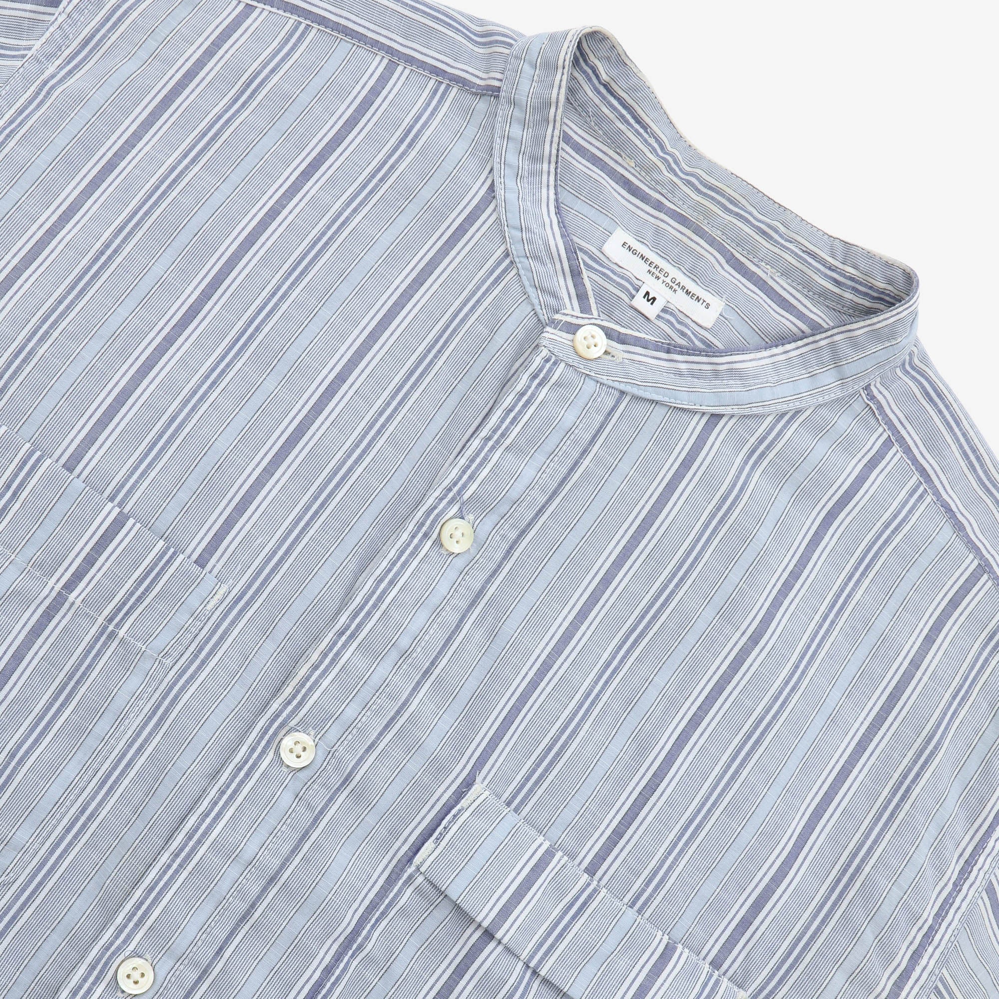 Multi Stripe Band Collar Shirt