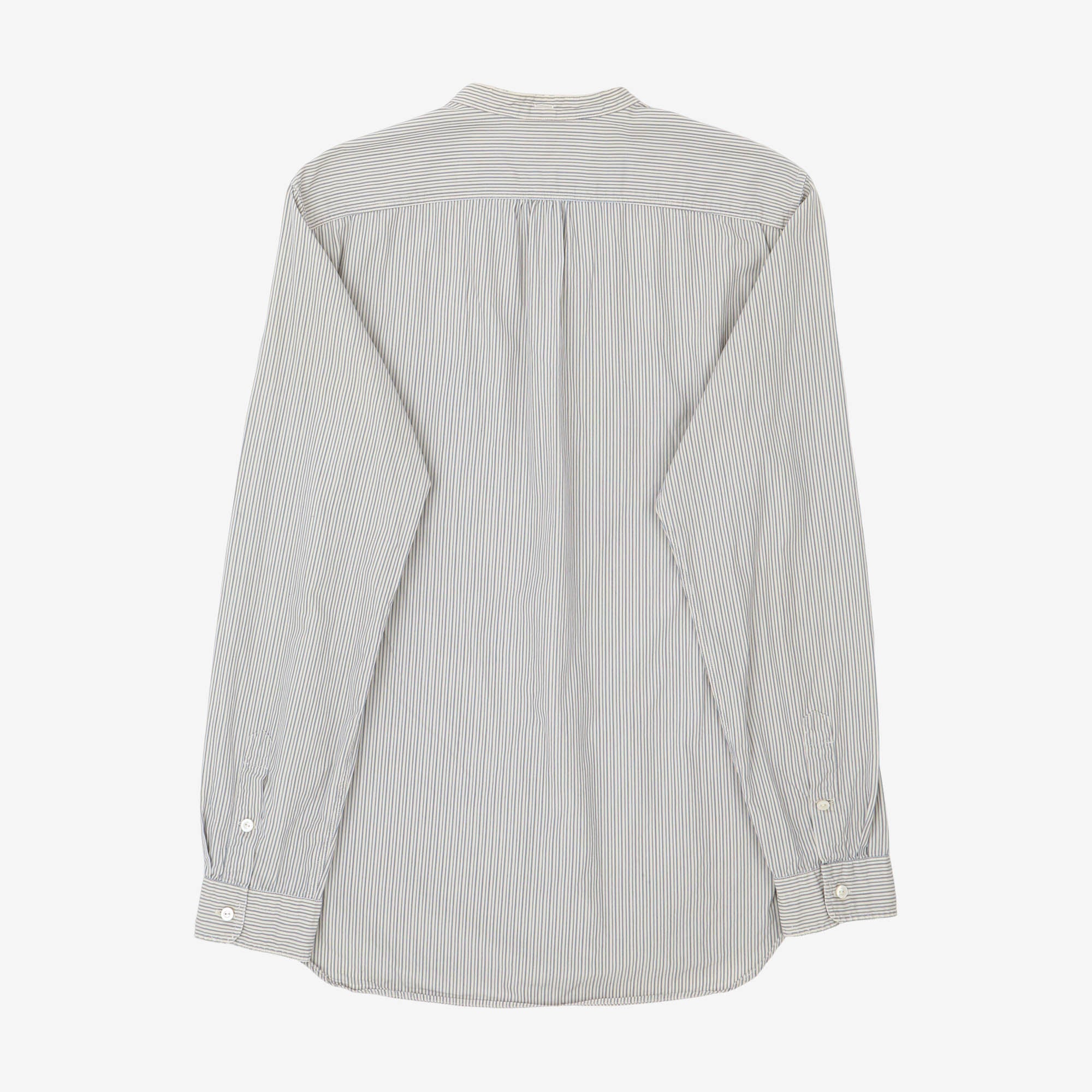 Band Collar Striped Work Shirt