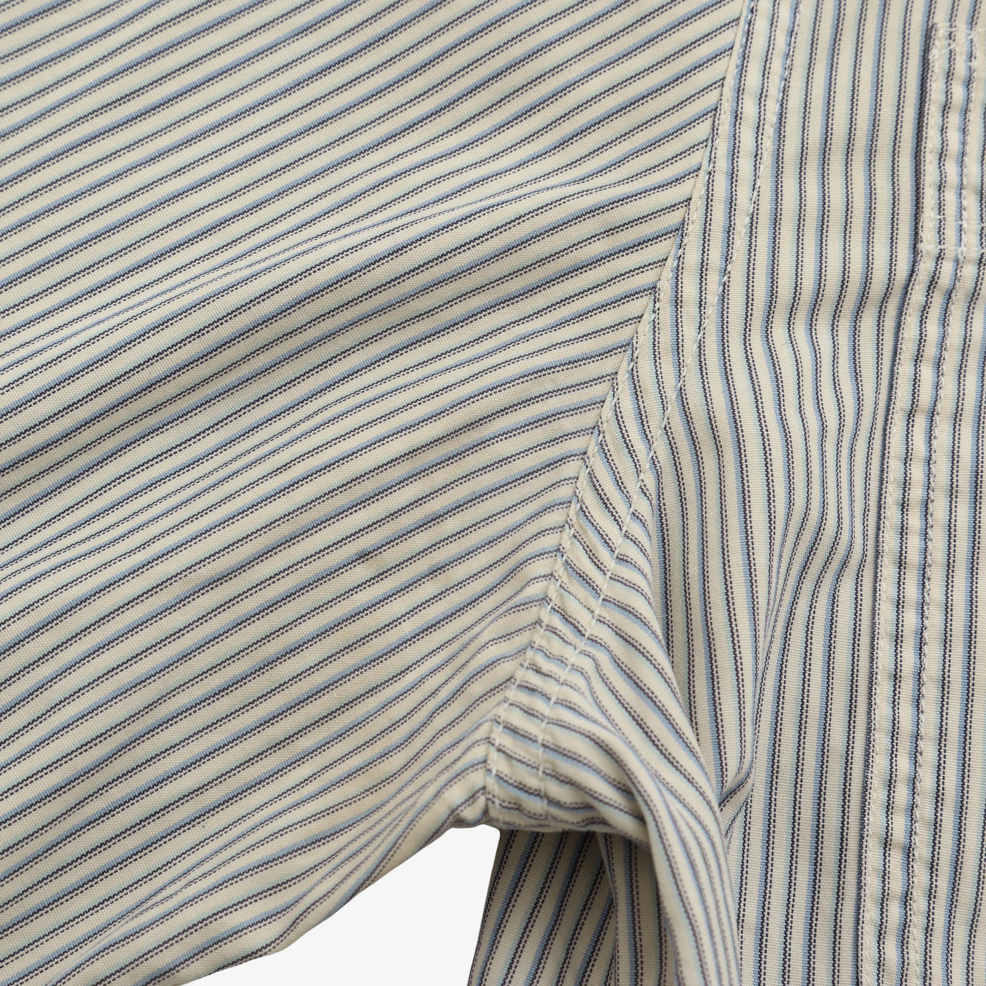 Band Collar Striped Work Shirt