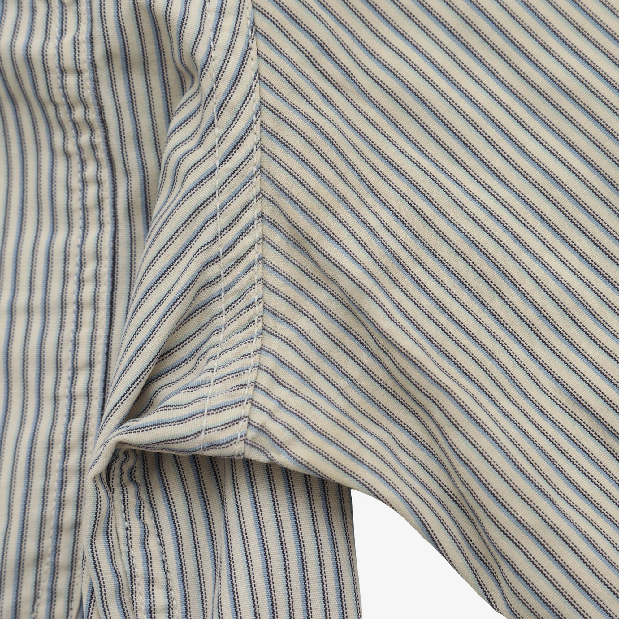 Band Collar Striped Work Shirt