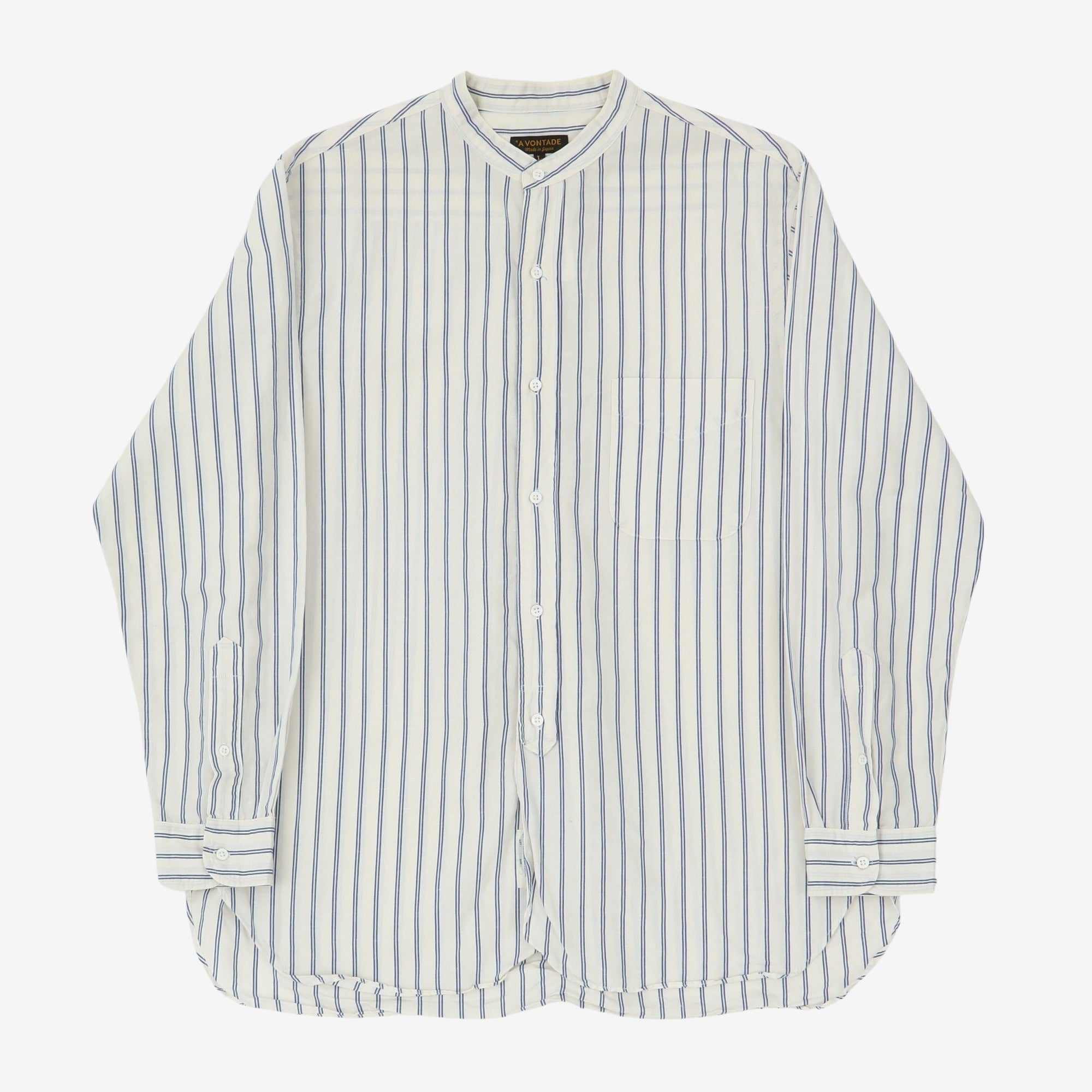 Grandad Collar Striped Shirt