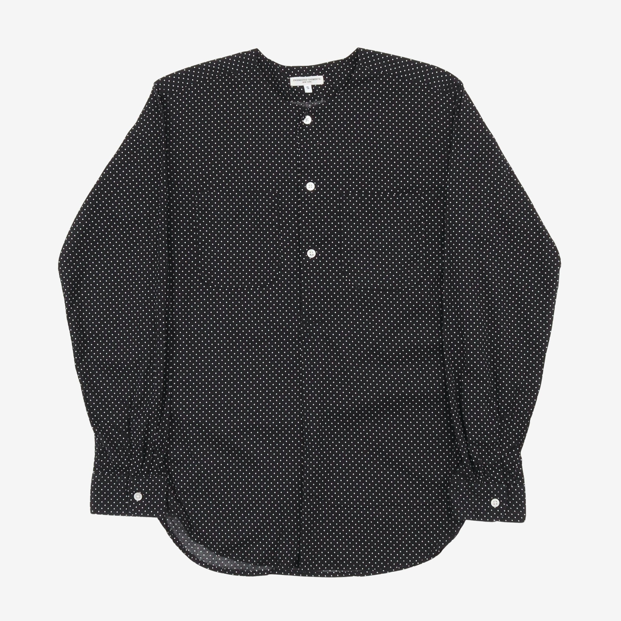 Polka Dot Grandad Collar Shirt