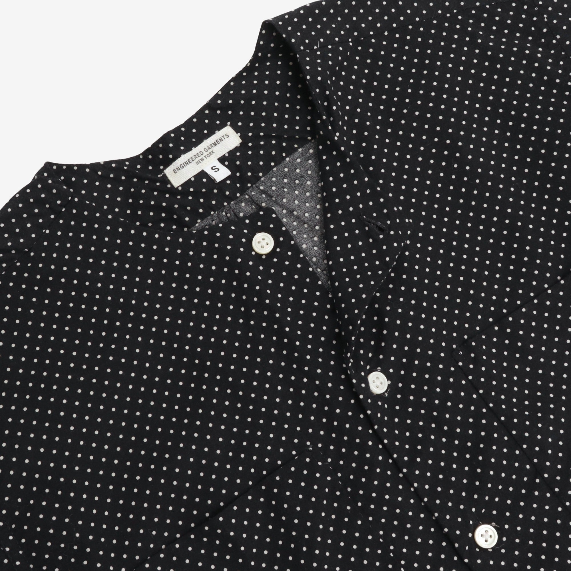 Polka Dot Grandad Collar Shirt